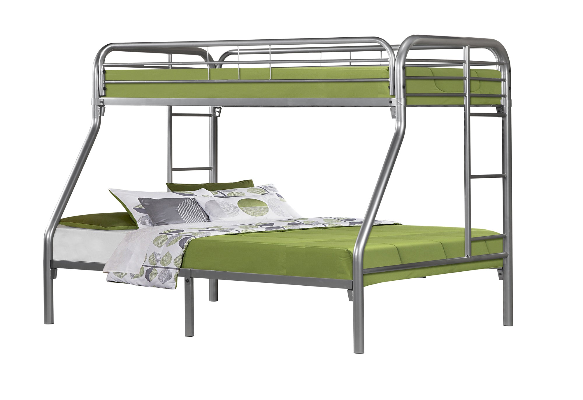 58" x 78" x 59.5" Silver Metal Bunk Bed Twin Full Size