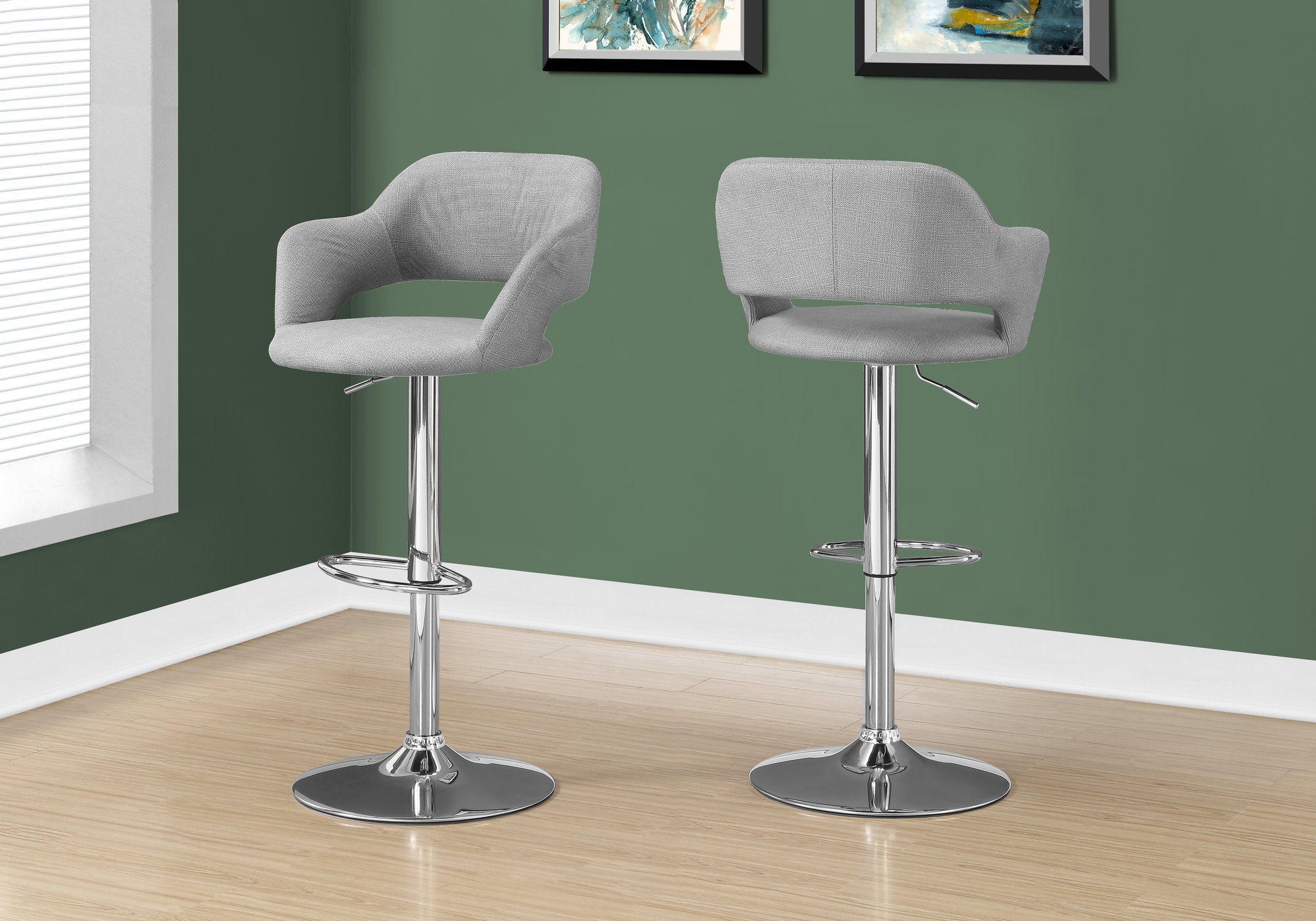 21" x 22.5" x 36" Grey  Foam  Metal  Polyester  Barstool