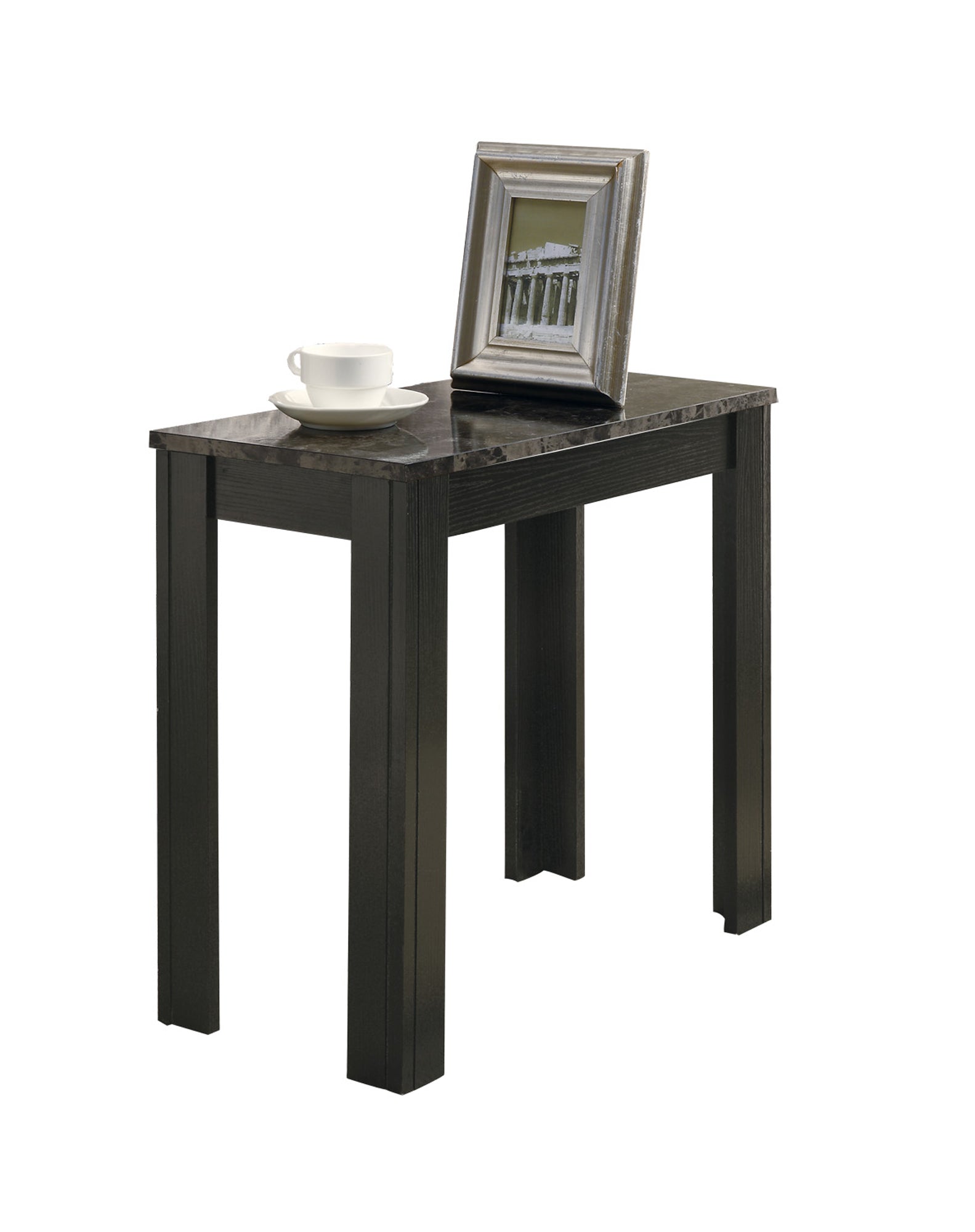 12" x 23.75" x 21.5" Black Grey Particle Board Laminate Mdf  Accent Table