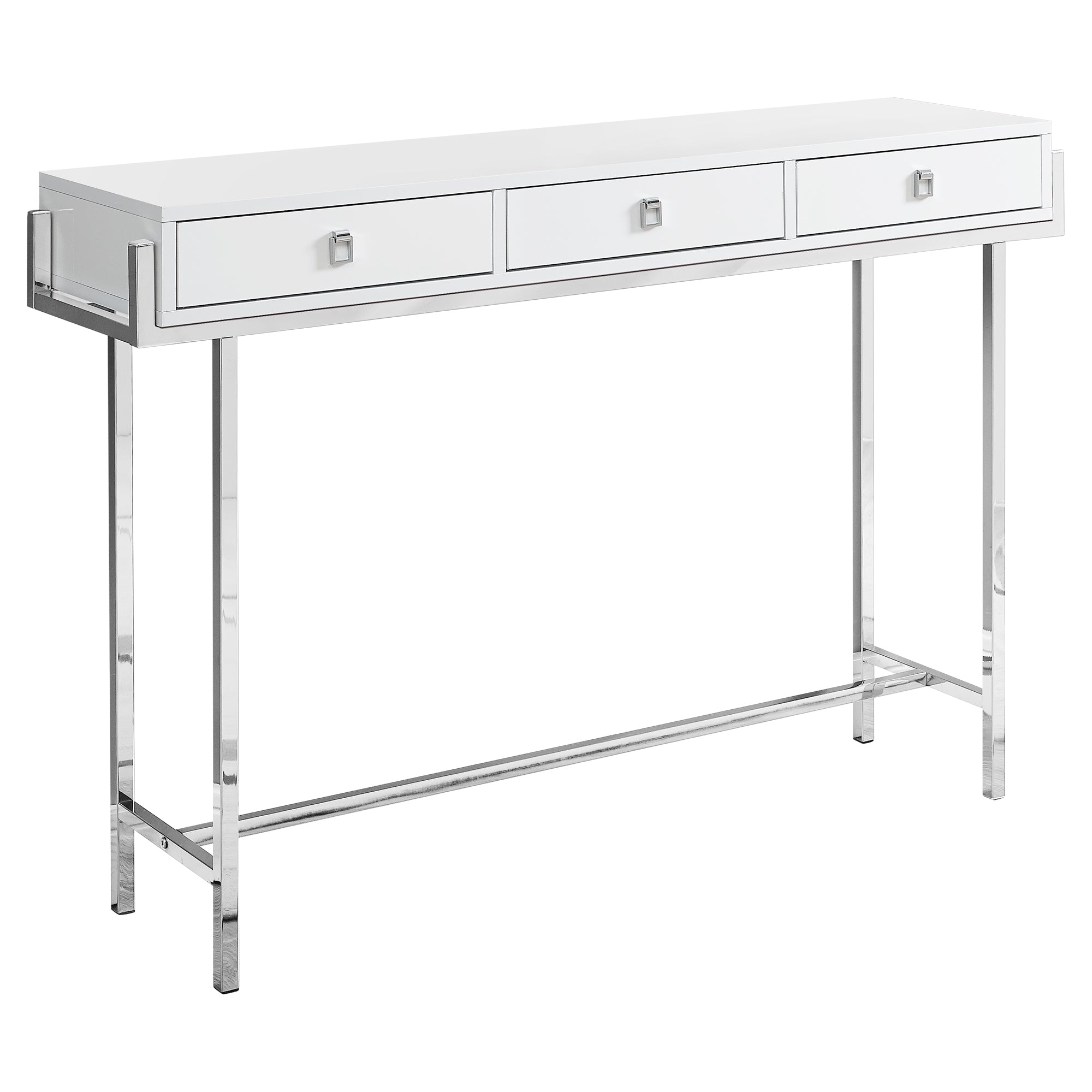 12" x 48" x 31.75" White Particle Board Metal  Accent Table