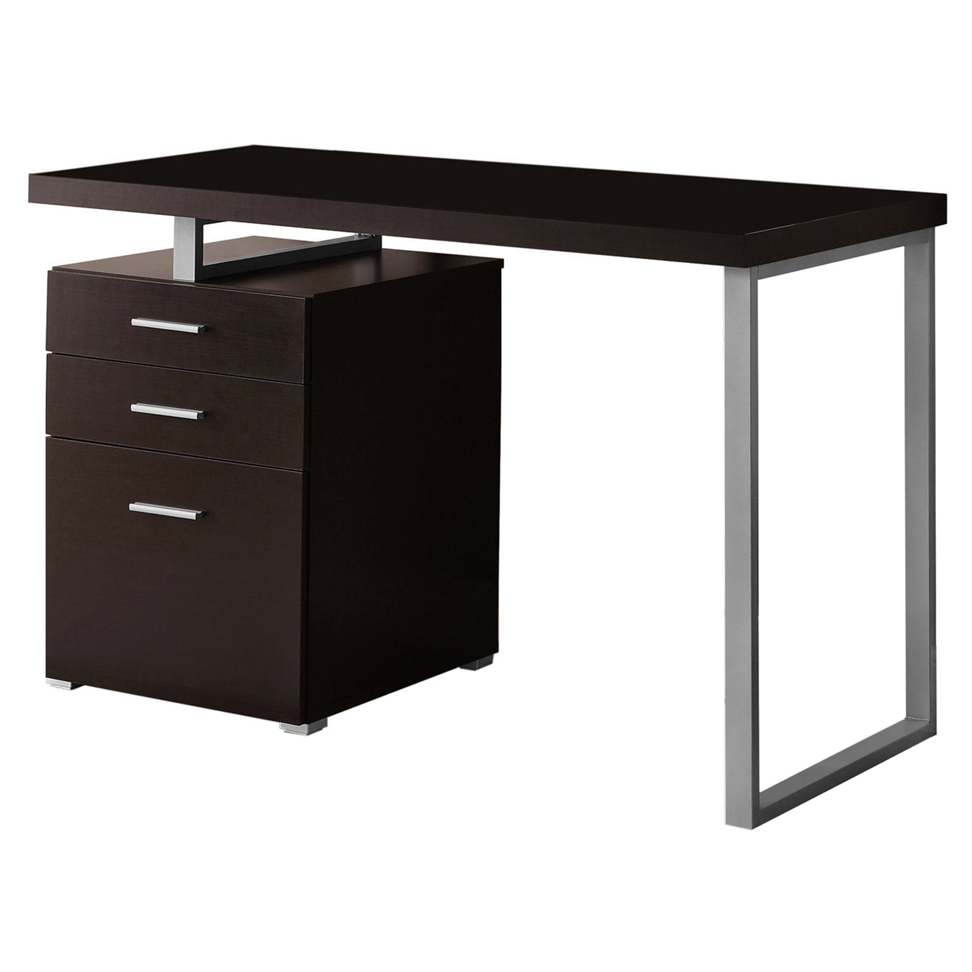 23.75" x 47.25" x 30" Cappuccino Silver Particle Board Hollow Core Metal  Computer Desk