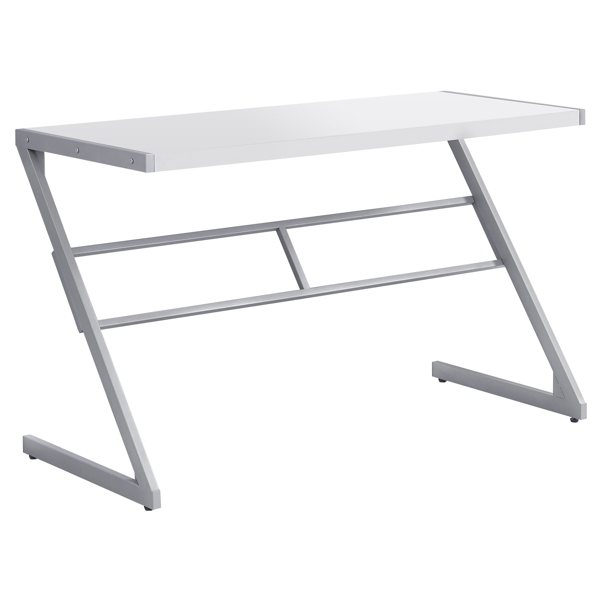 22" x 48" x 30" White  Silver  Mdf  Metal  Computer Desk