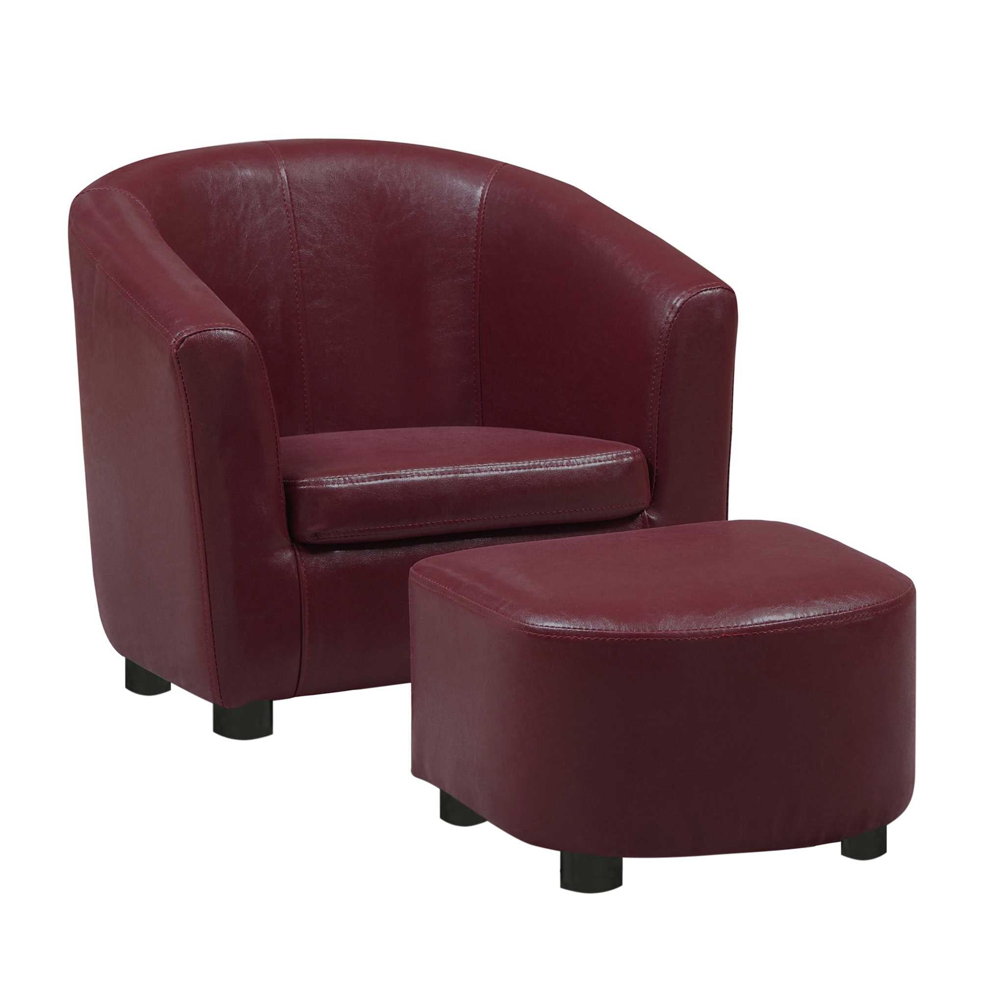 30.5" x 33" x 26" Red Leather Look Fabric Chair  Set of 2