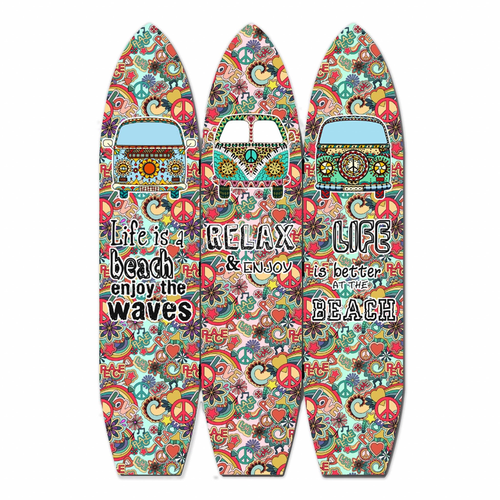 47 x 1 x 71 Multicolor Vintage Wood Surfboard  Screen