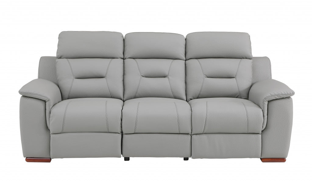 90" X 41" X 41" Modern Gray Leather Reclining Sofa