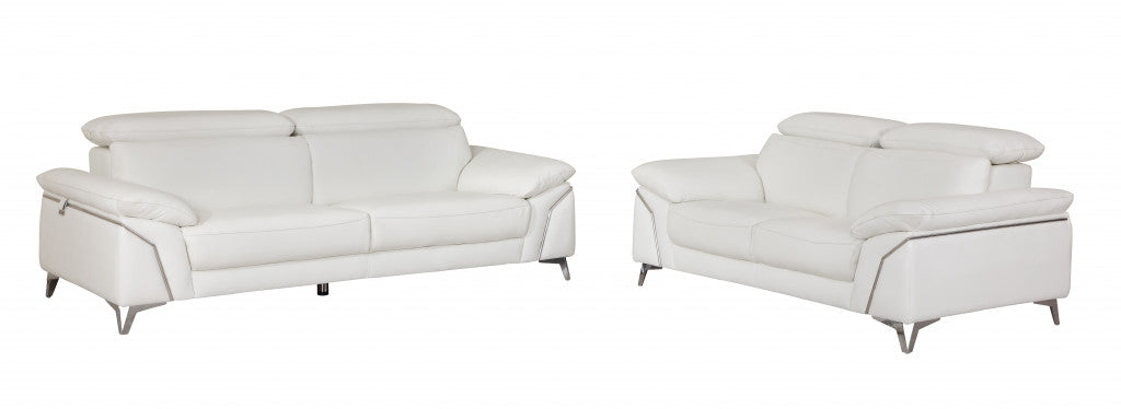 68'' X 41''  X 39'' Modern White Leather Sofa And Loveseat