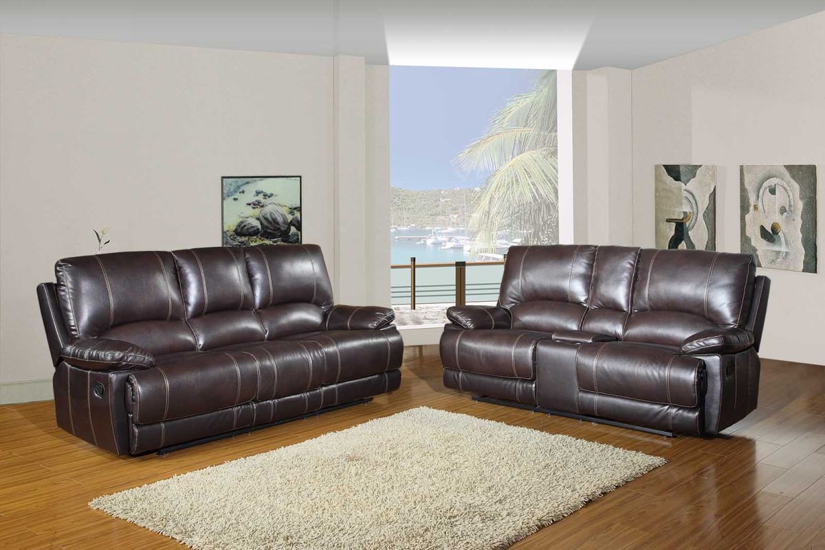 76'' X 40''  X 41'' Modern Brown Sofa With Console Loveseat