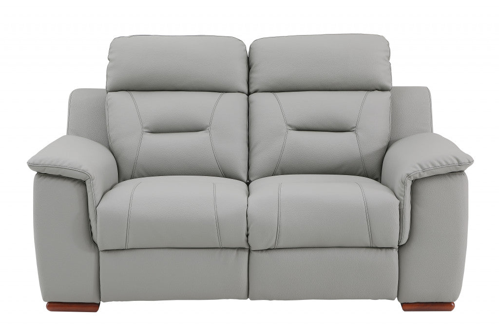 67'' X 41''  X 41'' Modern Gray Leather Loveseat