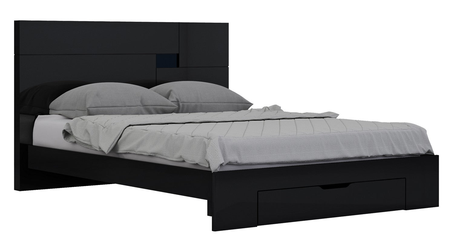 72'' X 85''  X 43'' Modern California King Black High Gloss Bed