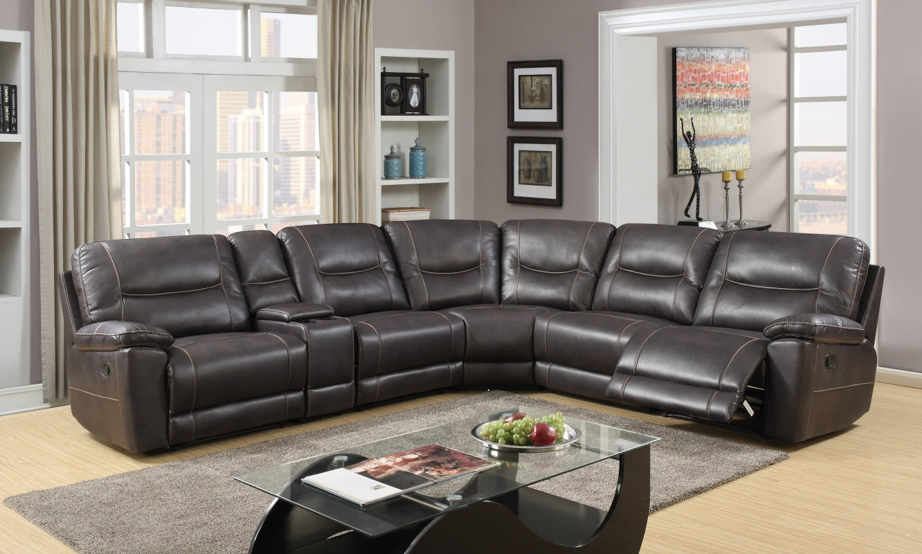 251'' X 41''  X 40'' Modern Dark Brown Leather Sectional