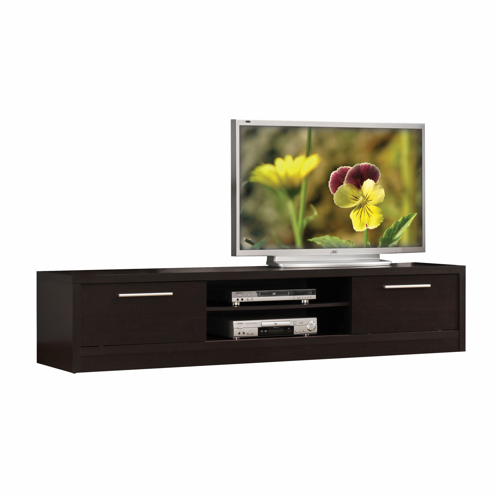 19' X 79' X 16' Espresso Wood Veneer (Paper) TV Stand