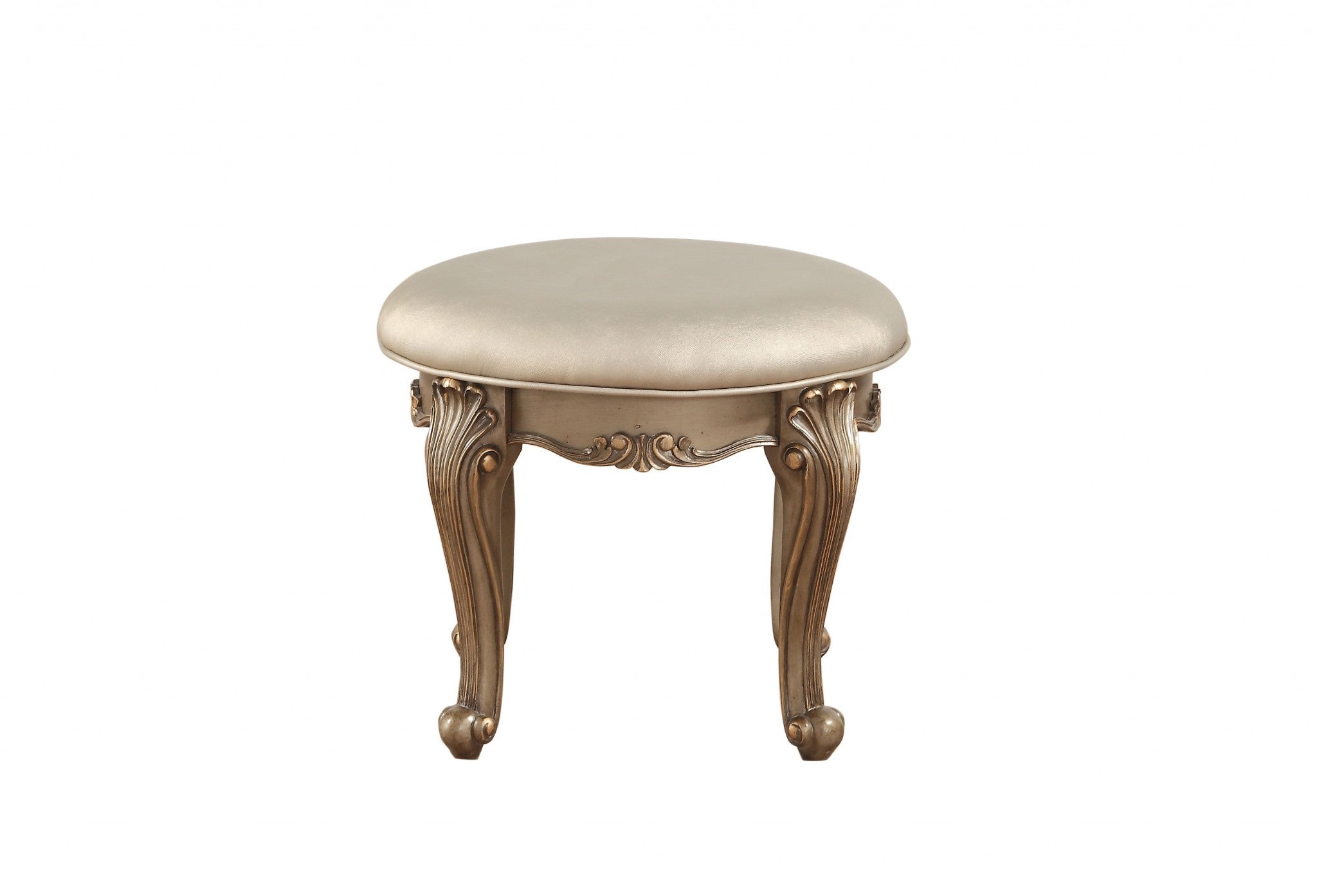 19' X 19' X 18' Champagne Faux Leather Vanity Stool