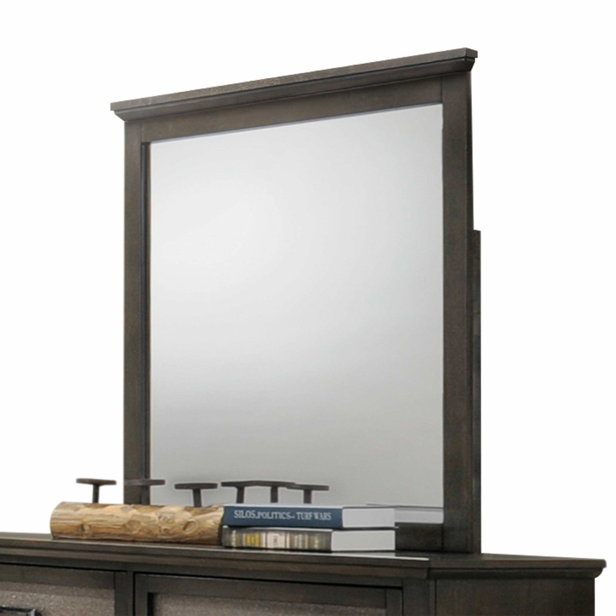 Dark Walnut Wooden Beveled Mirror