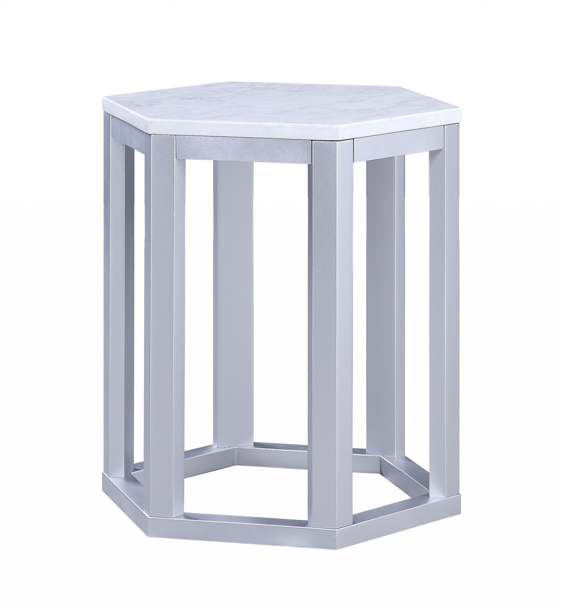 16' X 18' X 20' Silver Marble Wood 2Pc Pk End Table