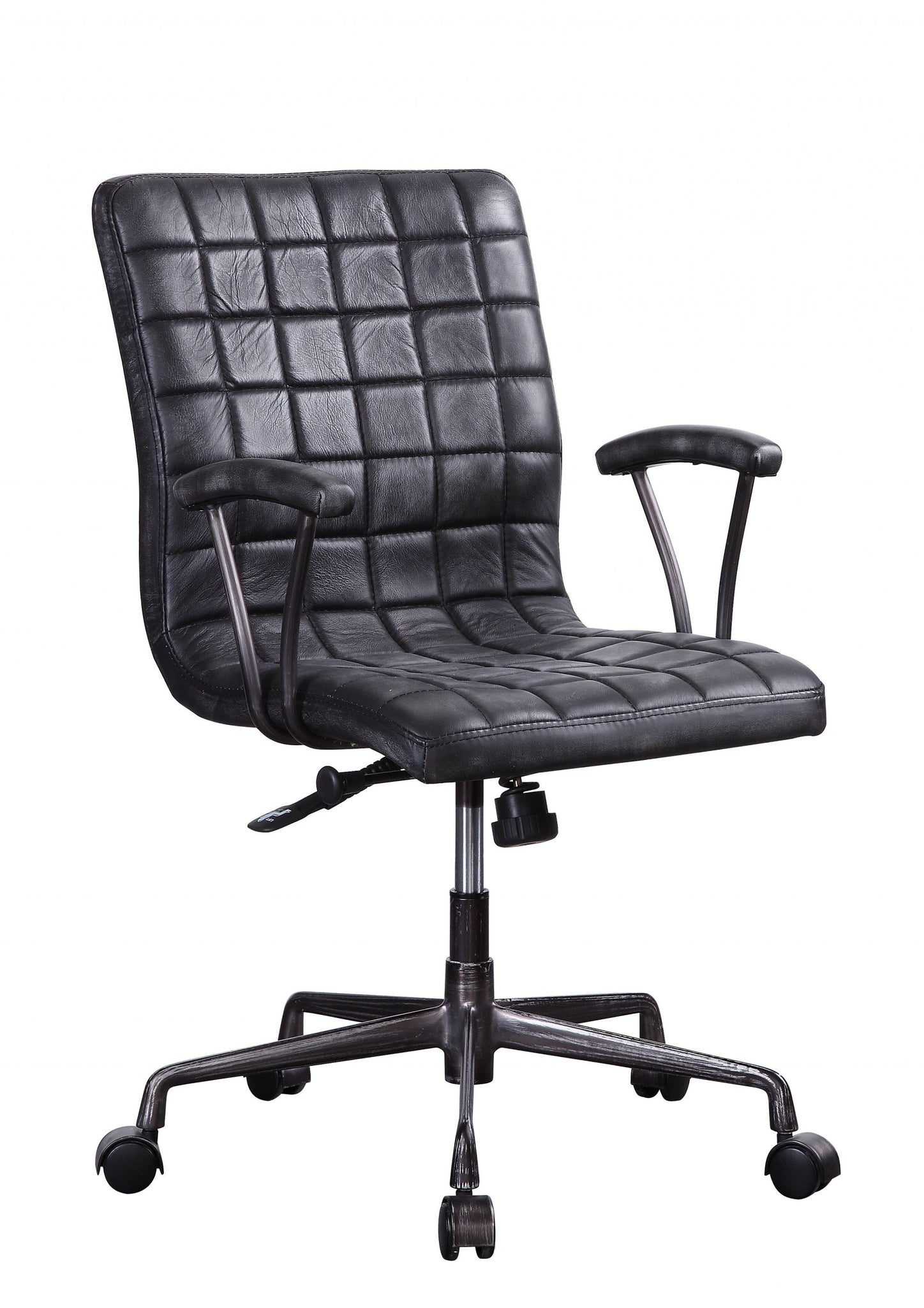 24' X 25' X 36' Vintage Black Top Grain Leather Aluminum Metal Upholstered (Seat) Casters Engineered Wood Executive Office Chair