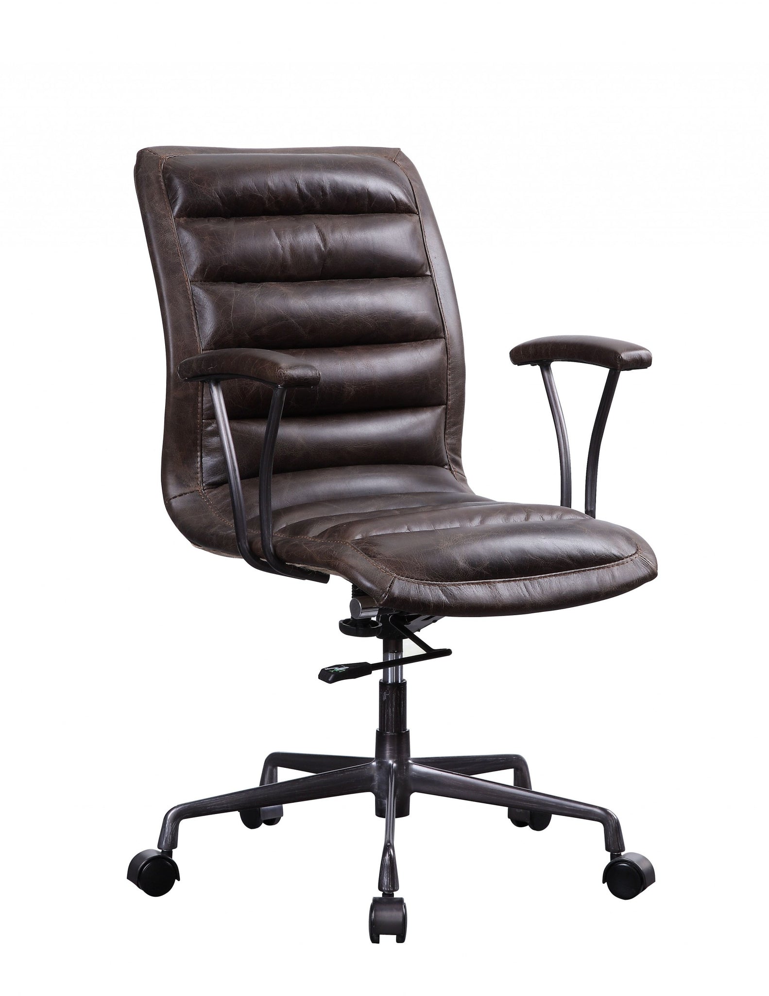 28' X 25' X 38' Distress Chocolate Top Grain Leather Metal Upholstered (Seat) Casters Engineered Wood Executive Office Chair