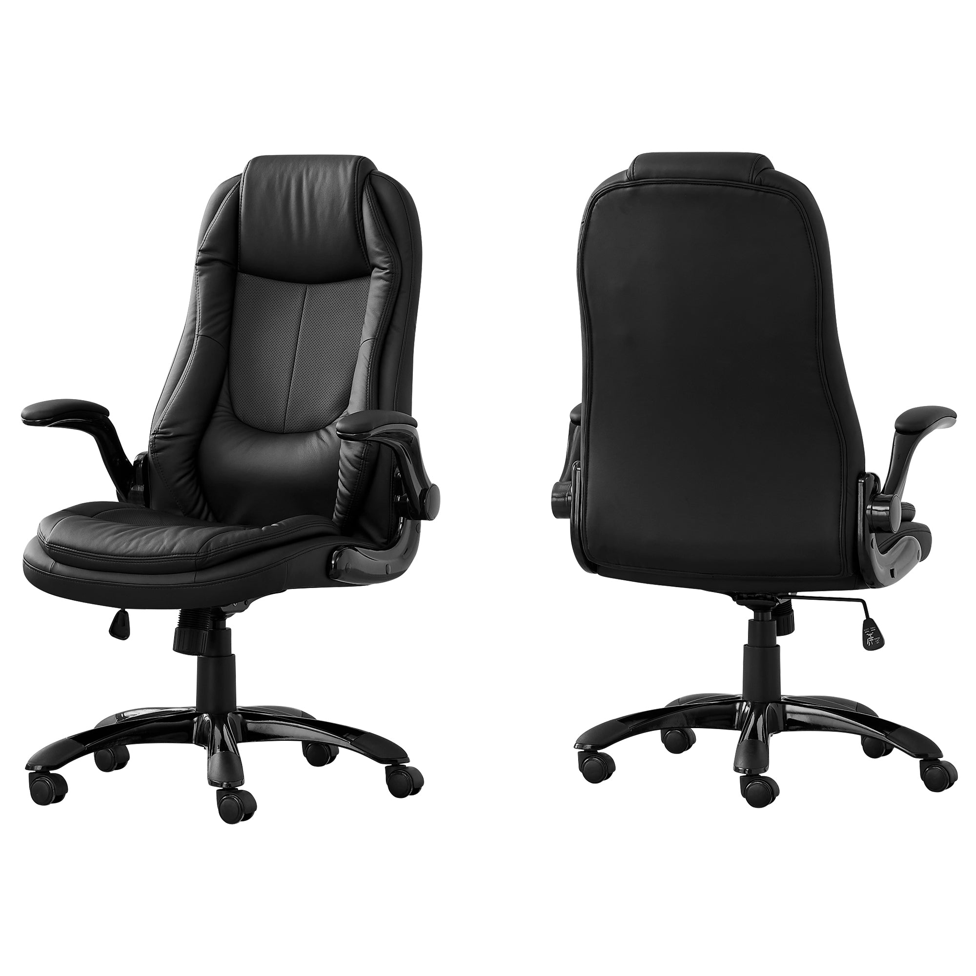 28.5" x 29.5" x 94" Black Leather-Look High Back Executive Office Chair