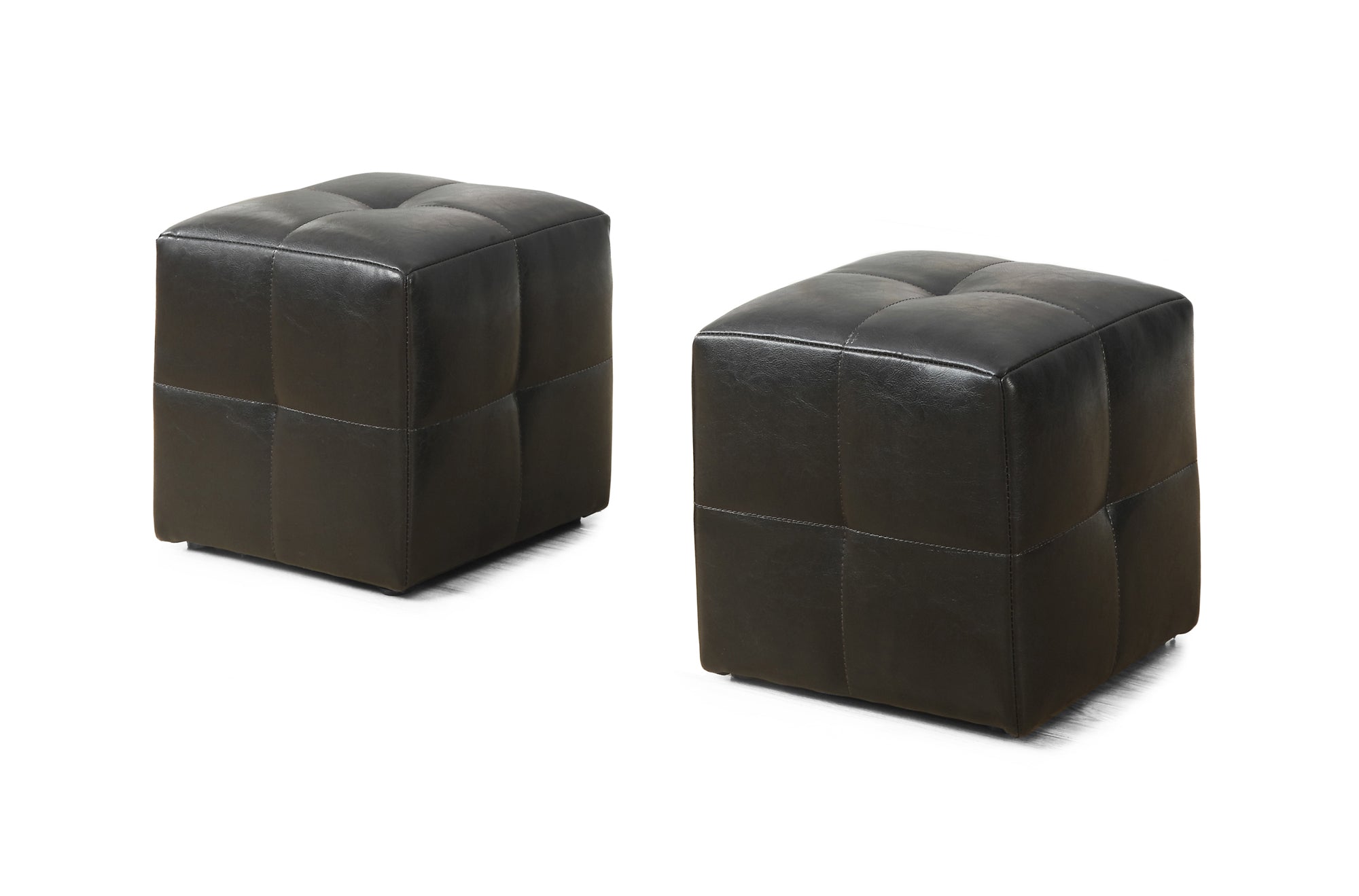 Set of 2 Kids Brown Faux Leather Ottomans