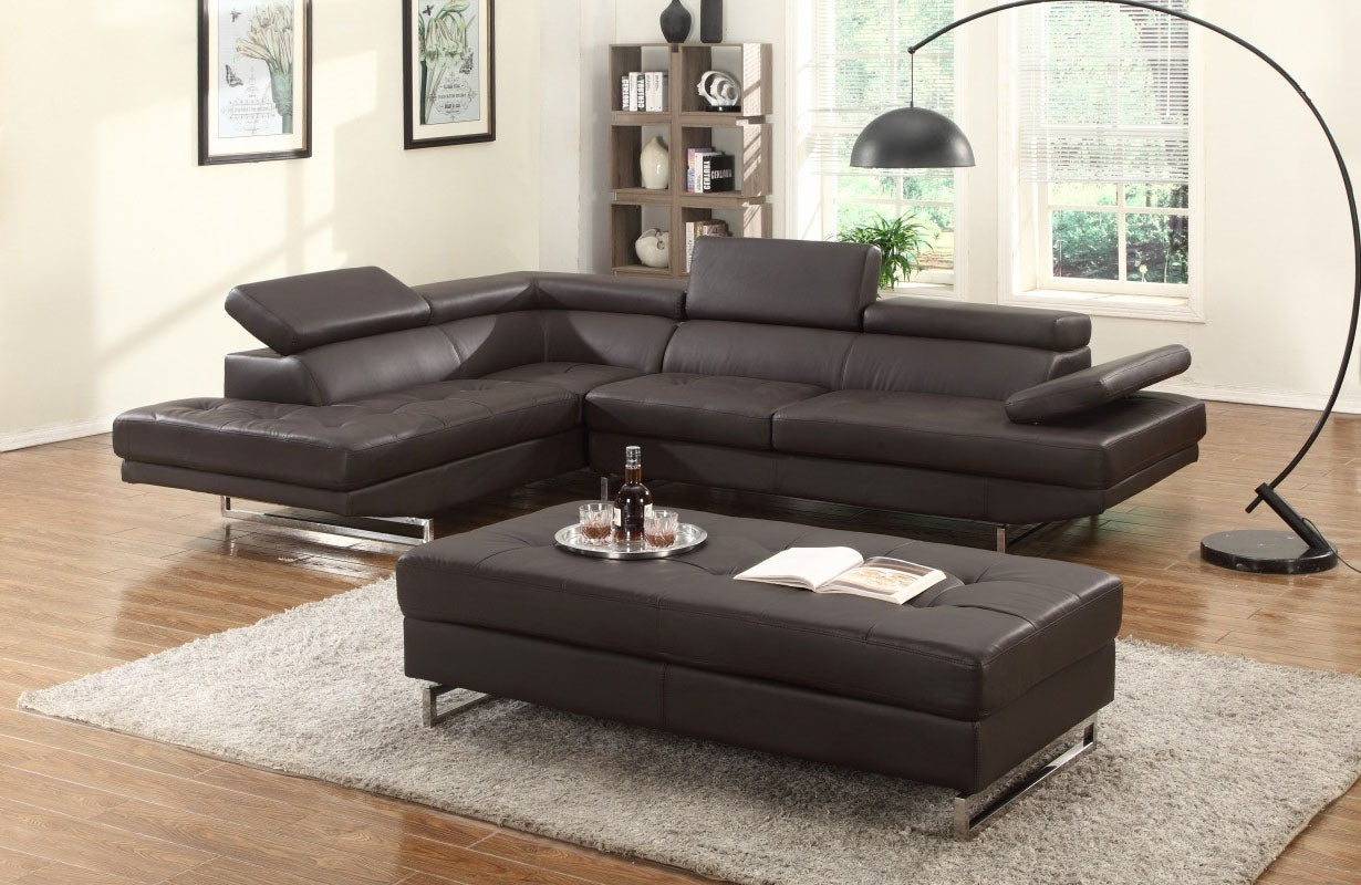 124" X 94" X 36" Brown  Sectional LAF