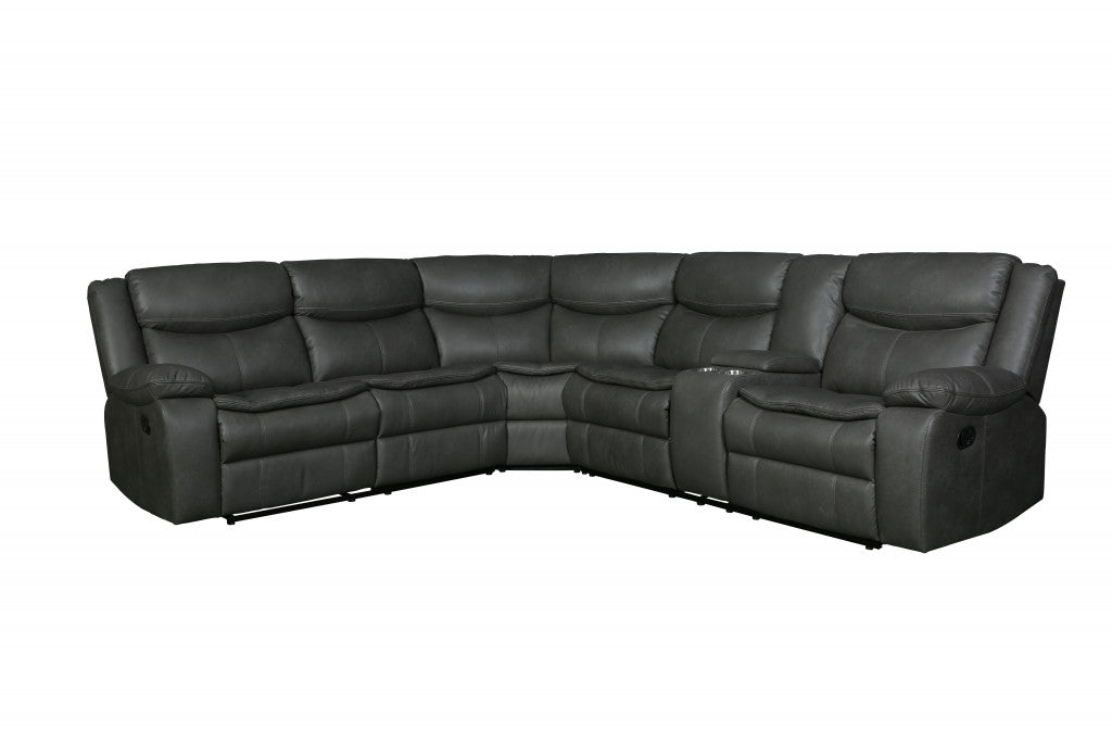 92"or 106" X 37" X 39" Gray  Reclining Sectional