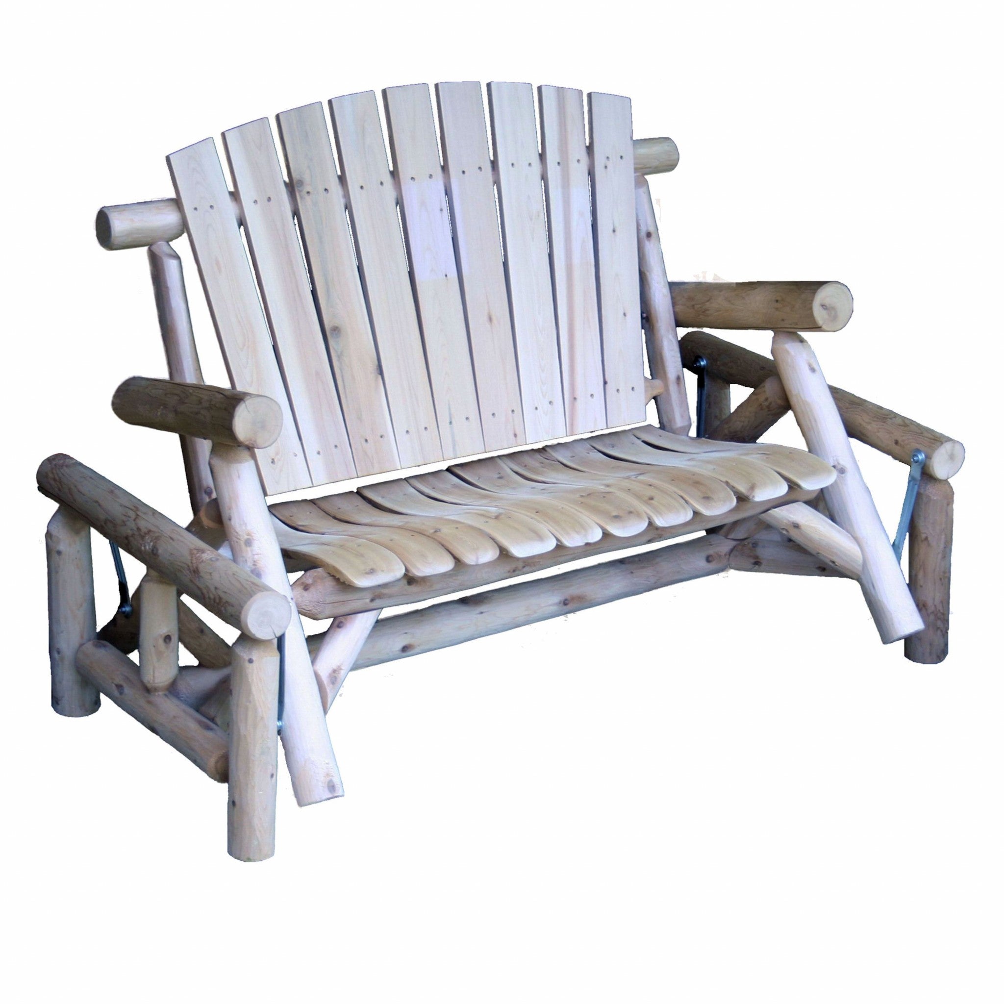 59' X 32' X 40'  Natural Wood Loveseat Glider