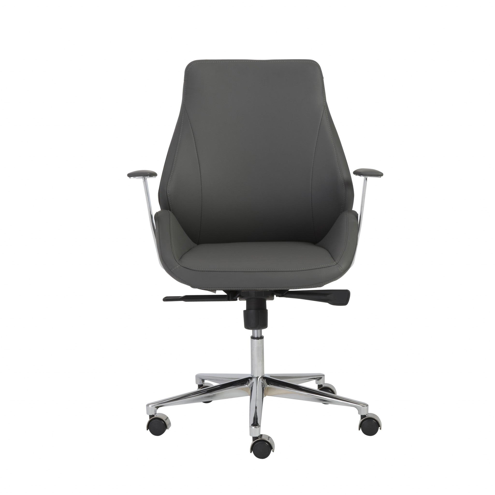 Gray Faux Leather Scoop Office Chair with Mod Armrests