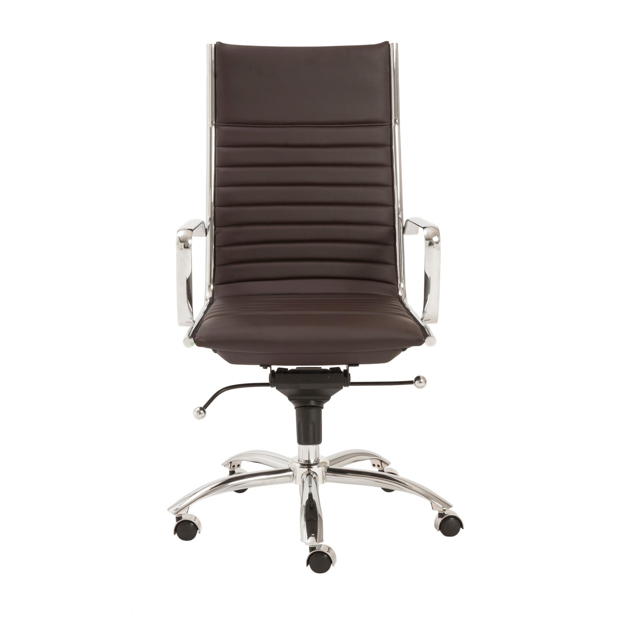 26.38" X 25.60" X 45.08" High Back Office Chair in Brown with Chromed Steel Base