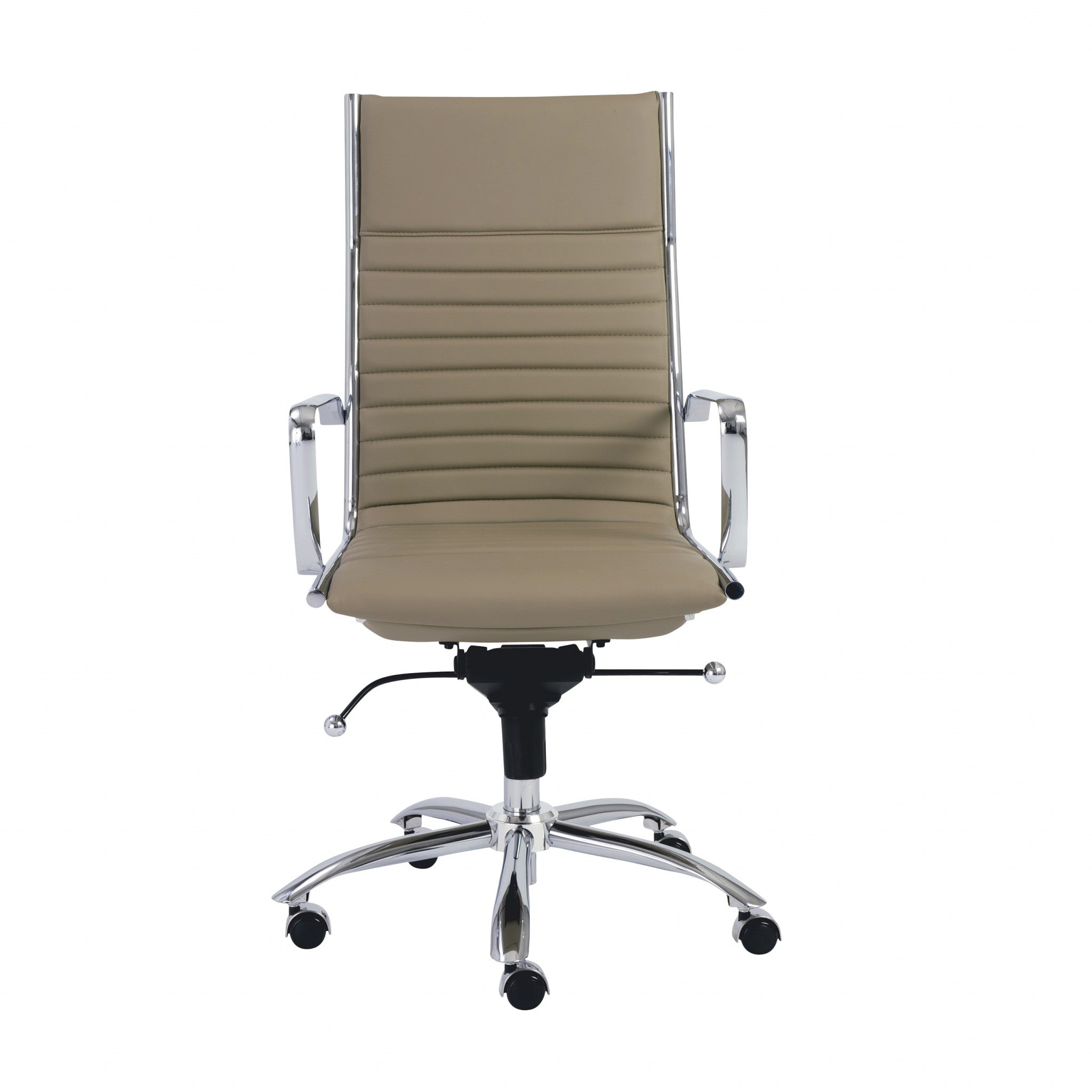 26.38" X 25.60" X 45.08" High Back Office Chair in Taupe with Chromed Steel Base