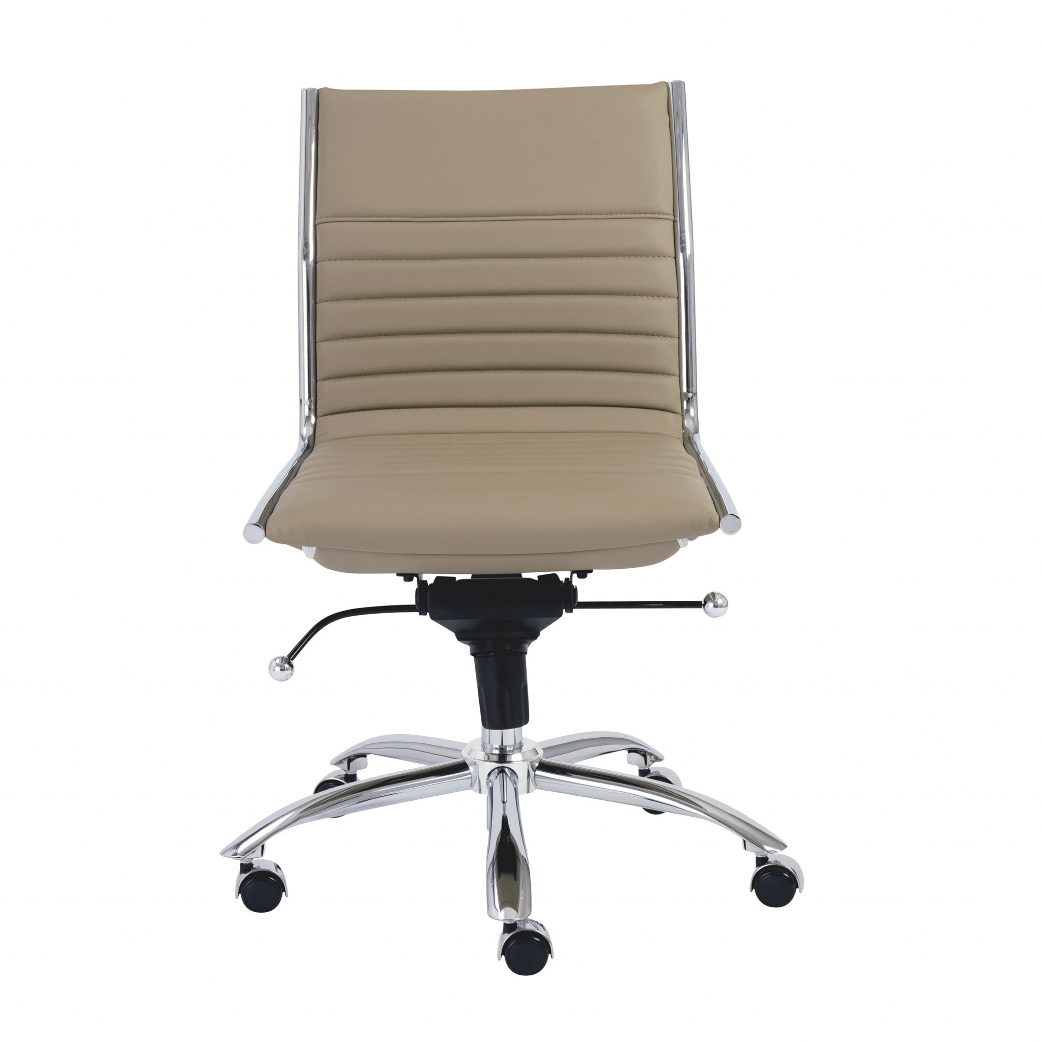 26.38" X 25.99" X 38.19" Low Back Office Chair without Armrests in Taupe with Chromed Steel Base