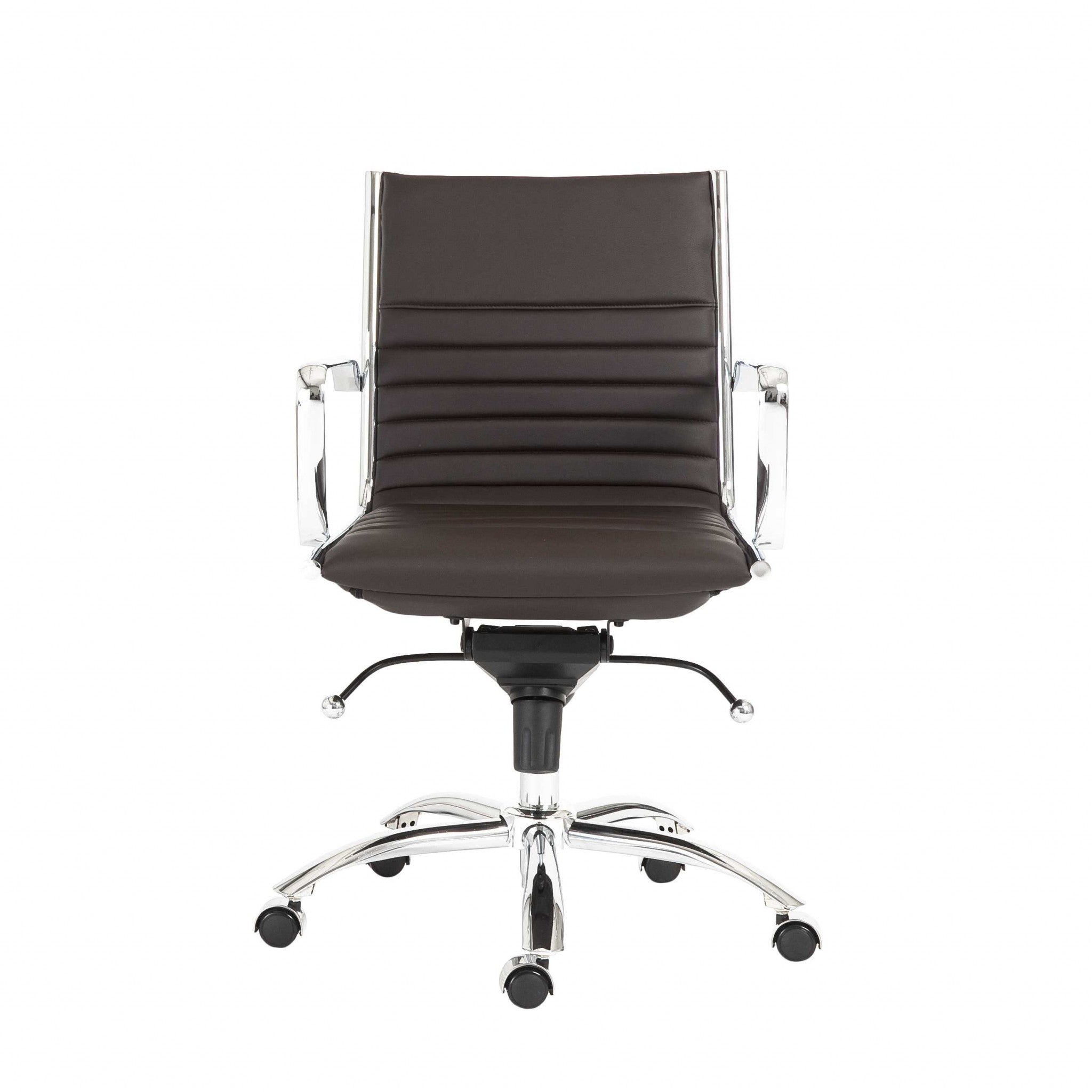 27.01" X 25.04" X 38" Low Back Office Chair in Brown with Chromed Steel Base