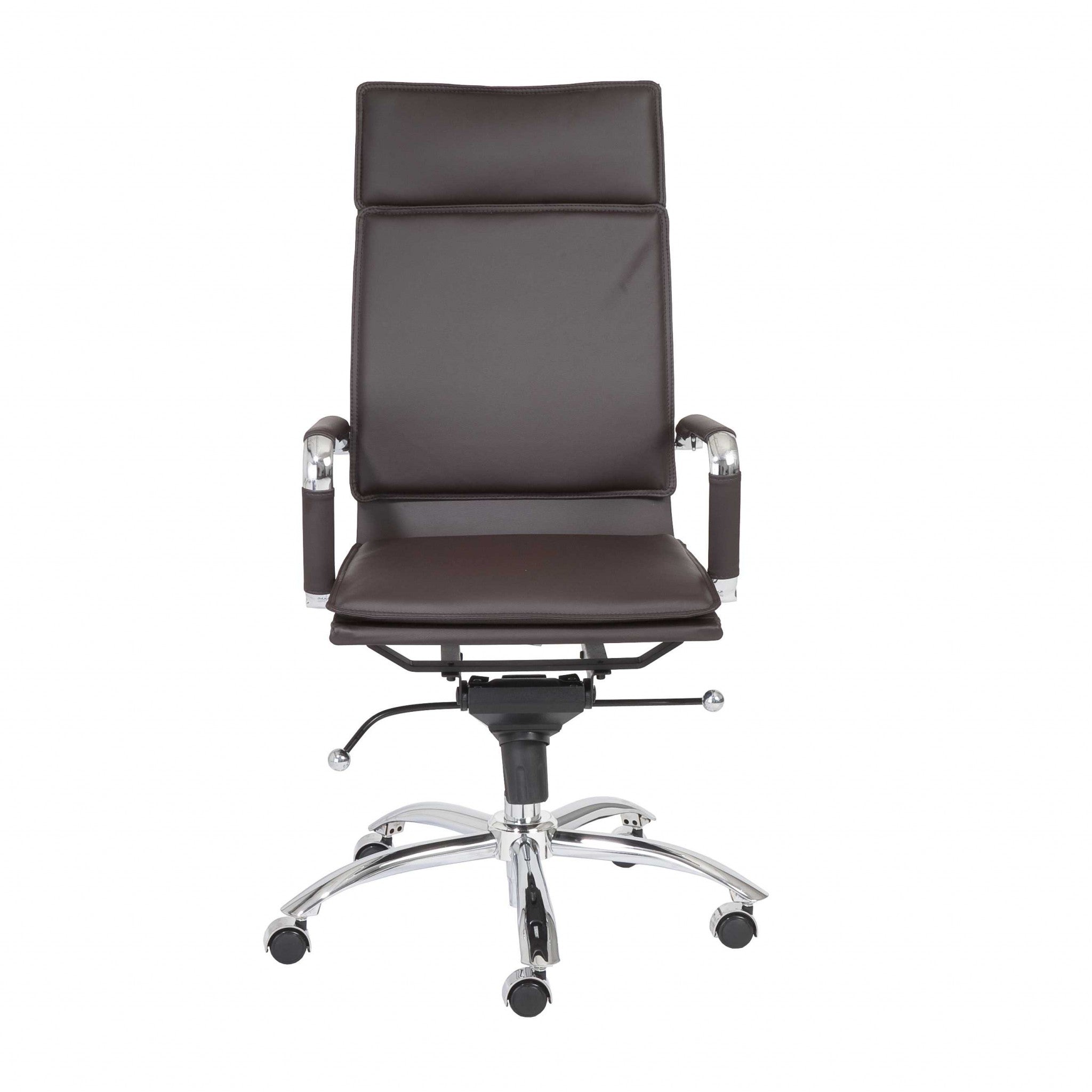 26.38" X 27.56" X 45.87" High Back Office Chair in Brown with Chromed Steel Base