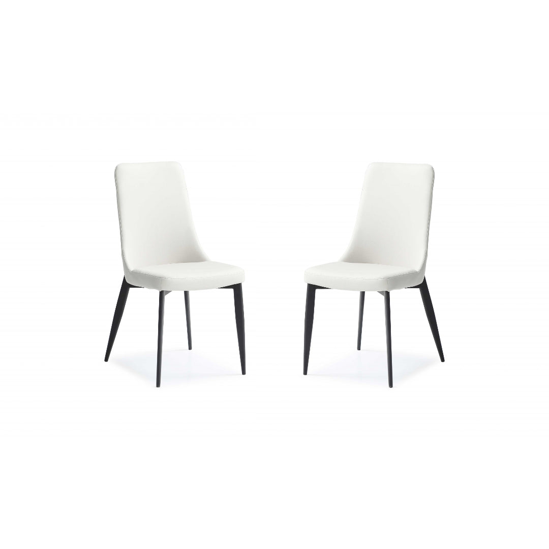 Set of 2 White Faux Leather Metal Dining Chairs