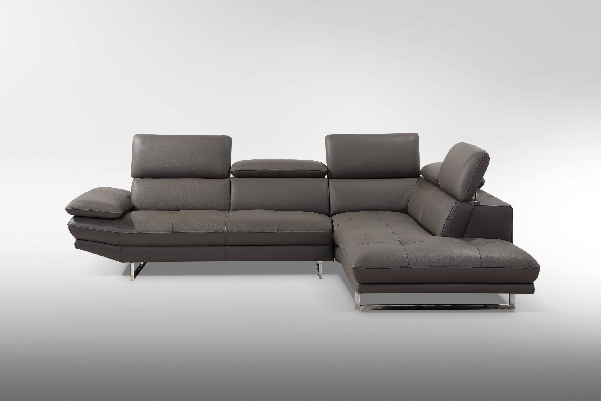 110 X 88 X 29 X 37 Dark Gray Leather Sectional and Chaise