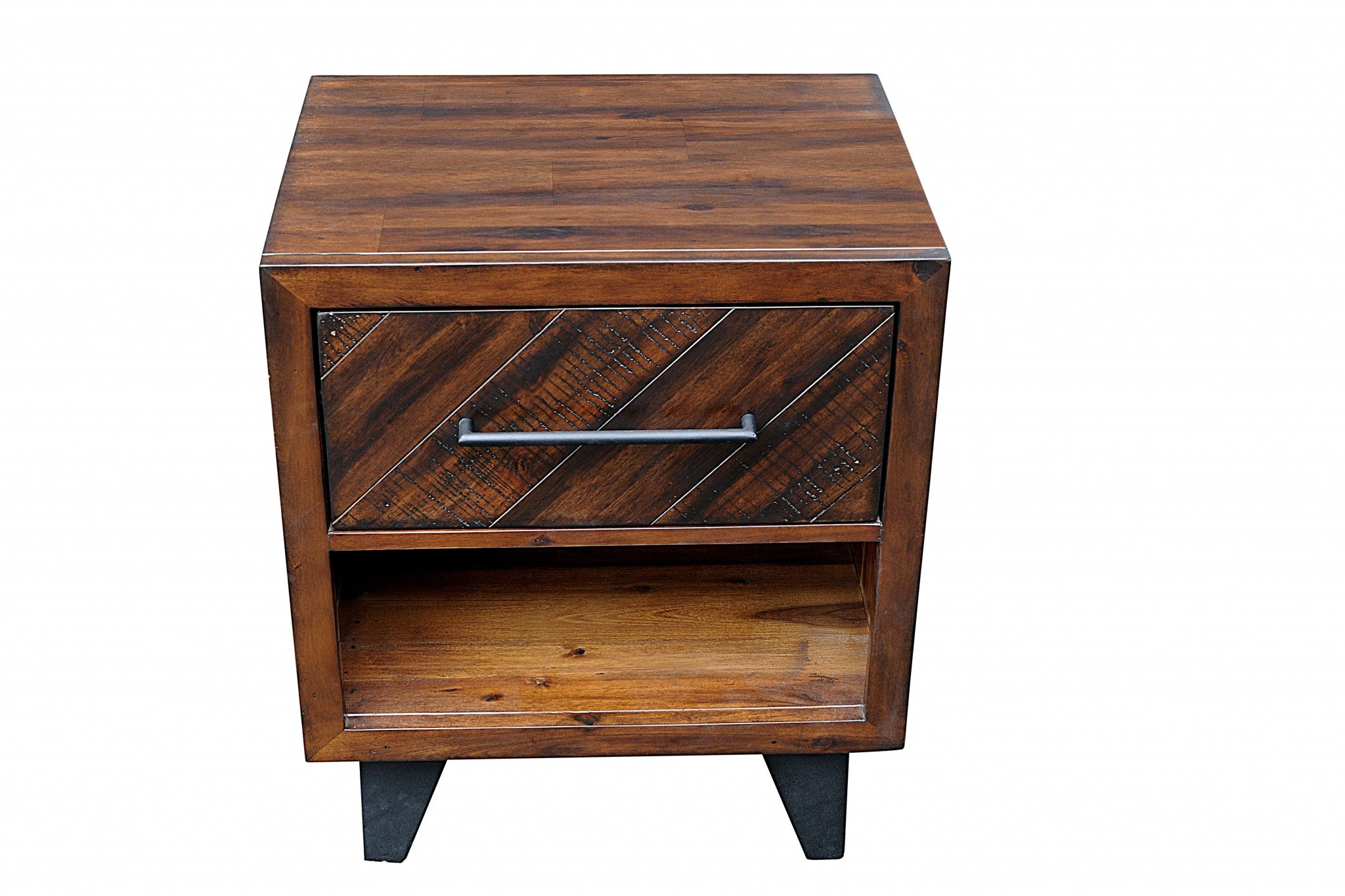 Natural Blackened Acacia Wood Nightstand