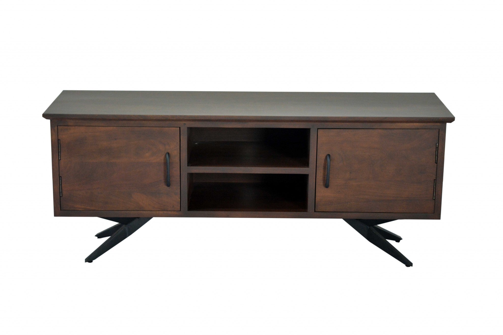 Brown Black Wood Metal Media Unit