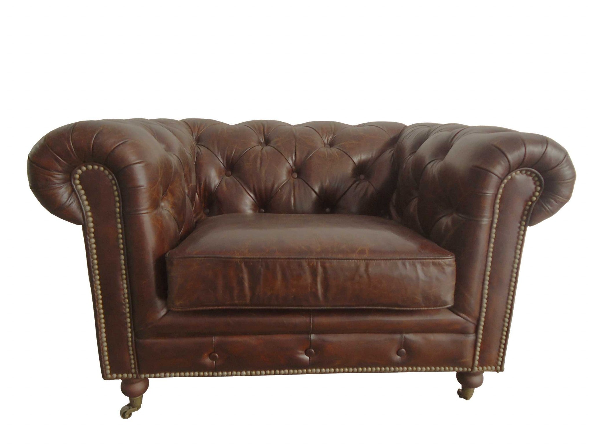 Brown Leather Classic Sofa 1 Places