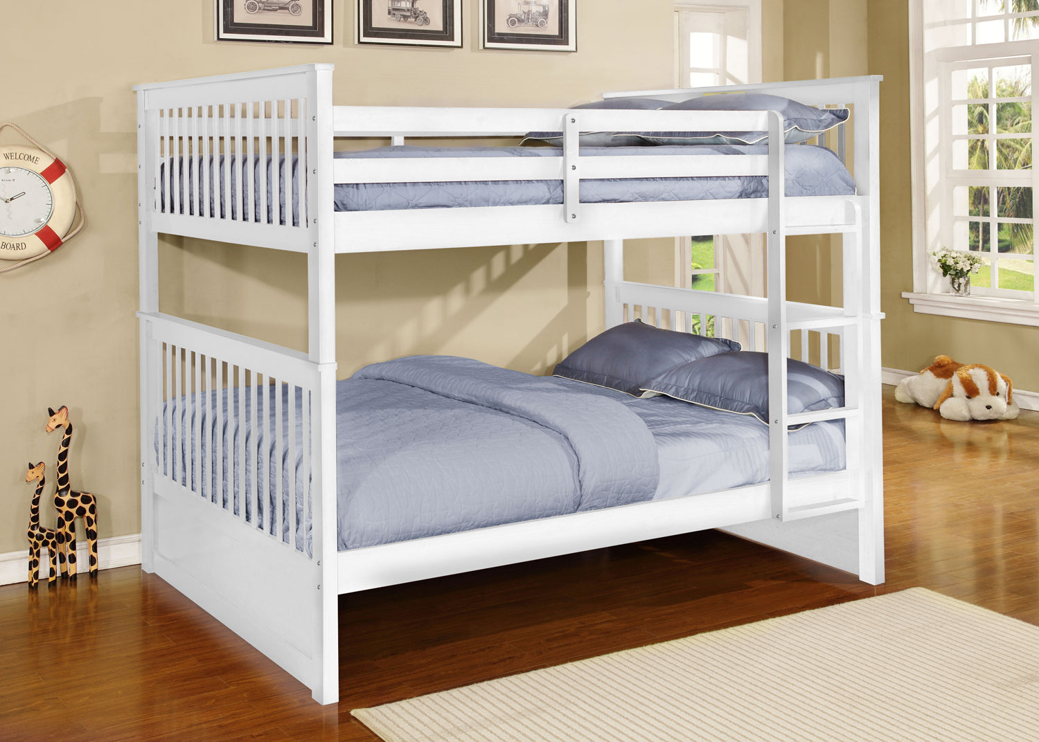 Classic White Finish Full over Full Bunk Bed