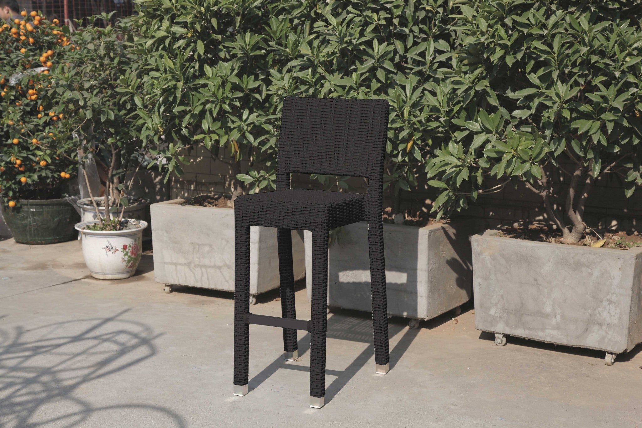 42.5 X 29 X 29 Black Aluminum and Wicker Bar Table Set of 5