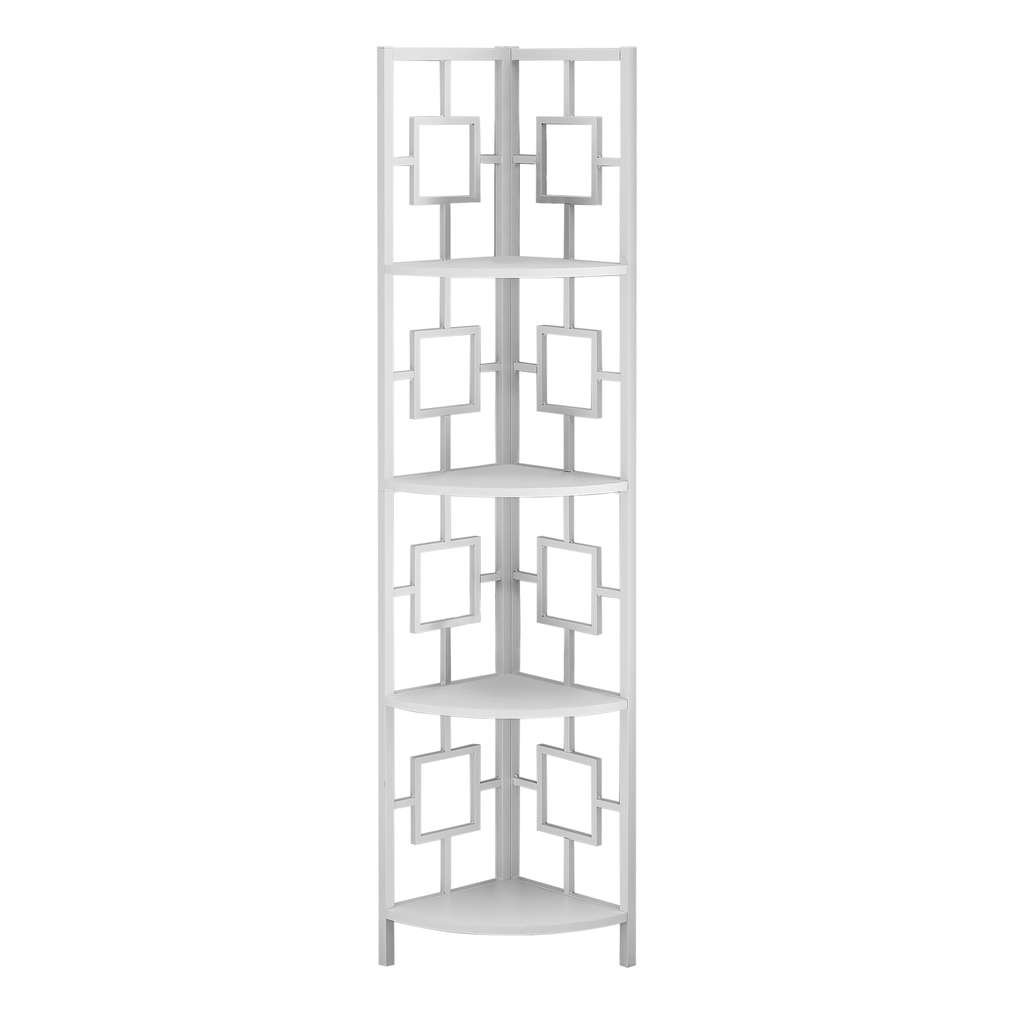 62" Bookcase WhiteandWhite Metal Corner Etagere with 4 shelves