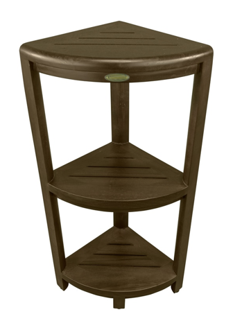 Teak Three Tier Corner Corner Shower Shelf  in  Brown Finish