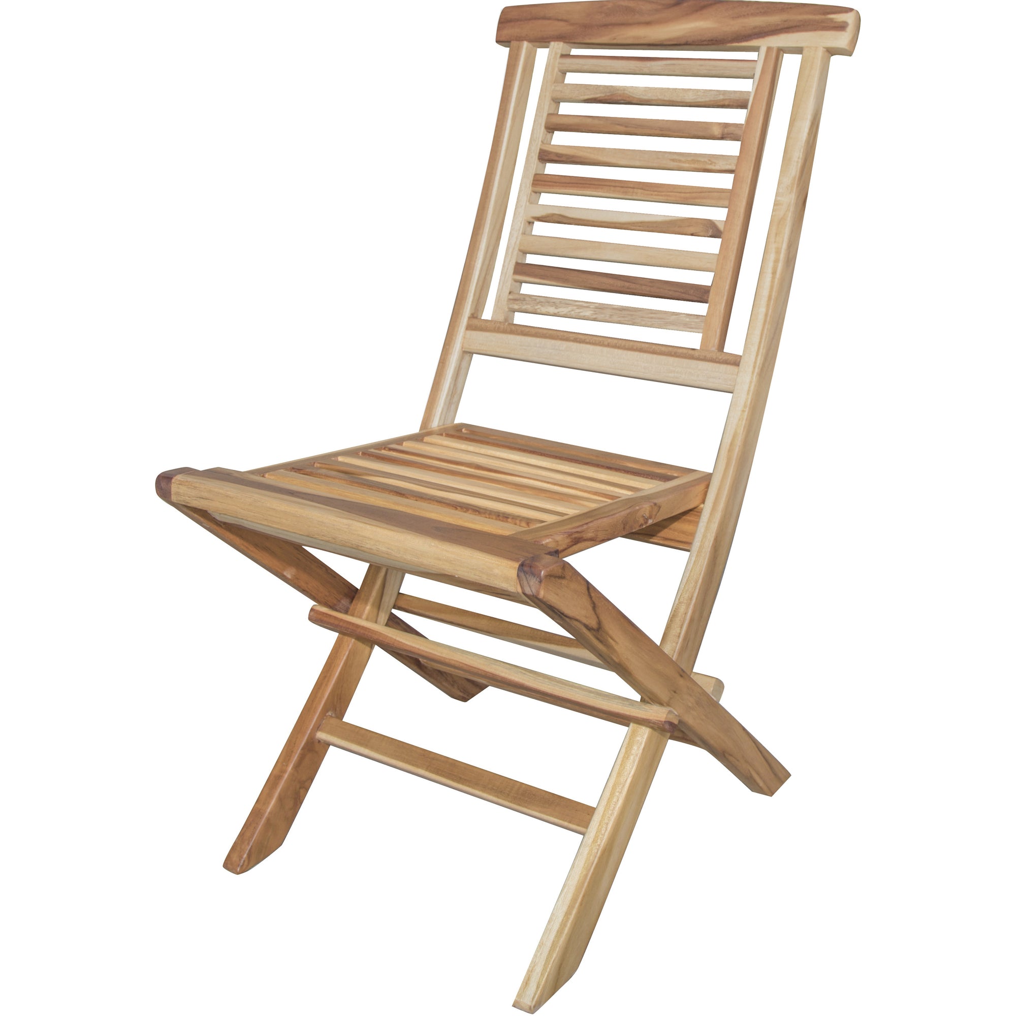 Natural Teak Stripe Back Folding Dining Chair