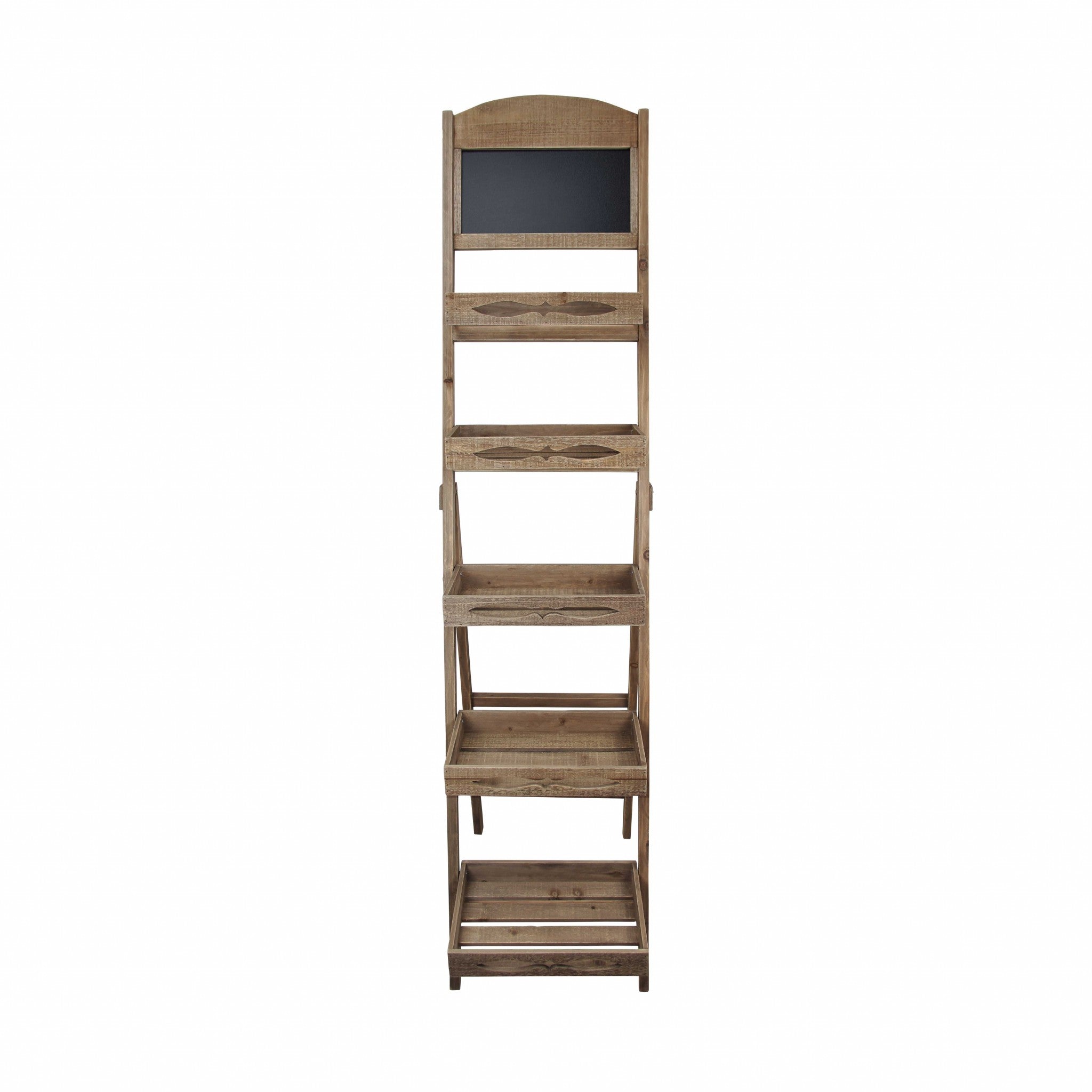 Rustic 5 Tier Ladder Shelving Unit with Chalkboard