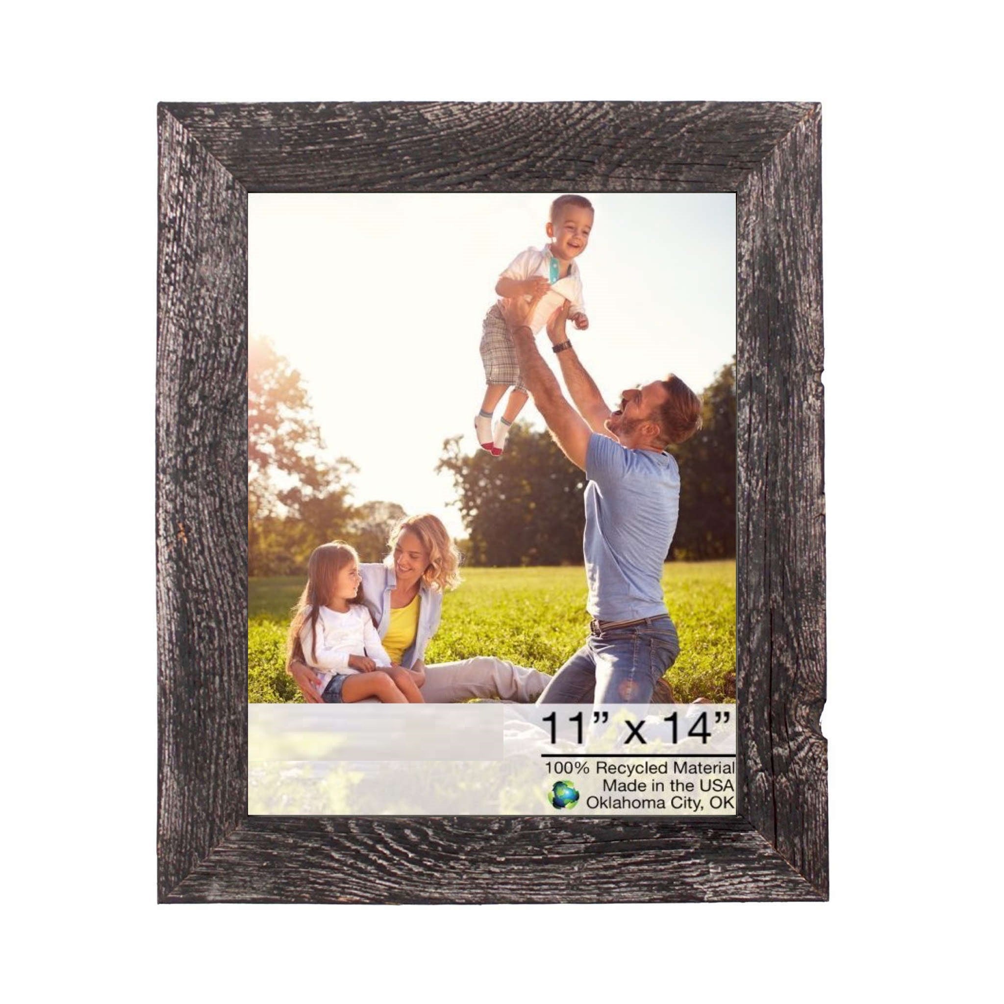 11x14 Rustic Smoky Black Picture Frame with Plexiglass Holder