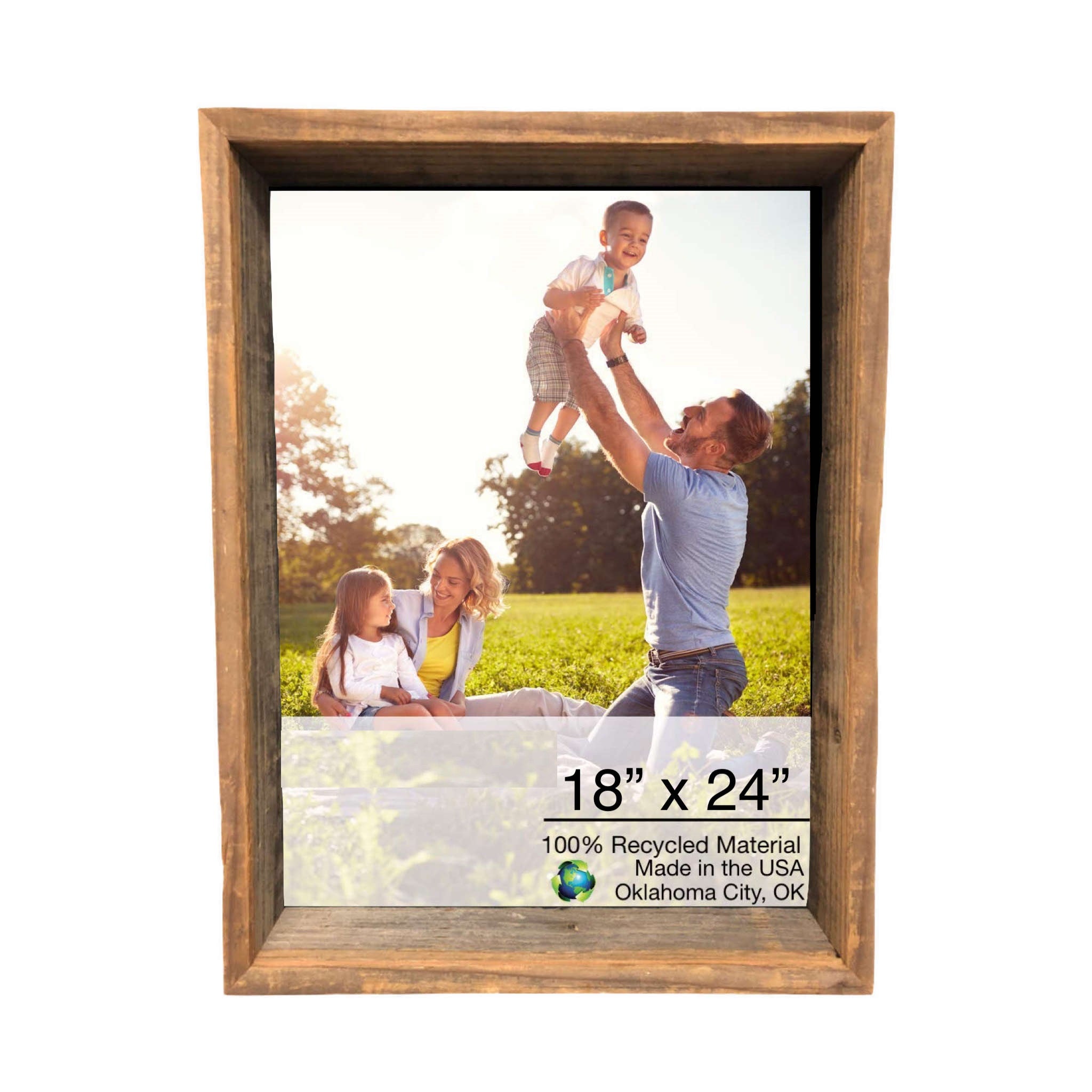 18x24 Rustic Weathered Grey Picture Frame with Hanger