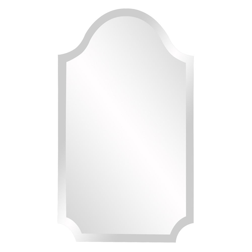 Minimalist Rectangle Arched Glass Mirror with Beveled Edge And Scalloped Corners