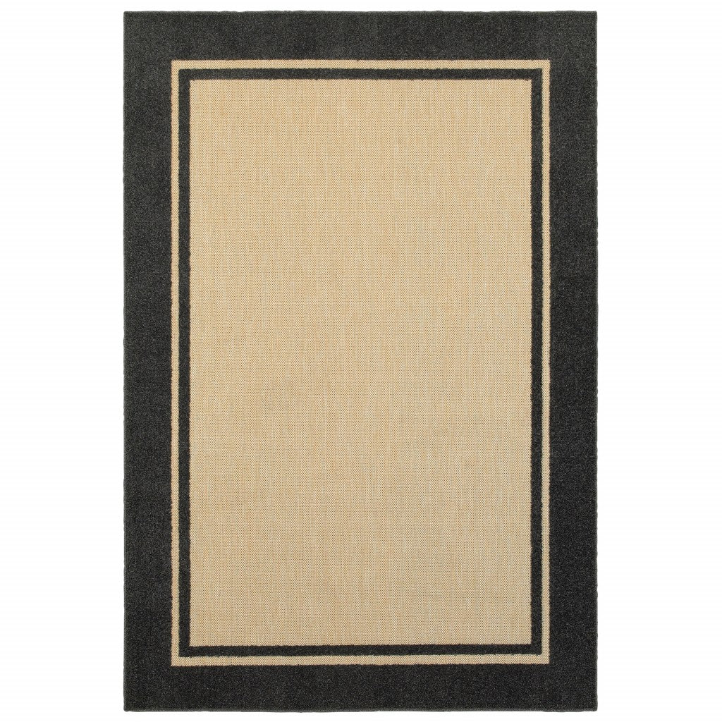 3' x 6' Sand and Black Border Indoor Outdoor Area Rug