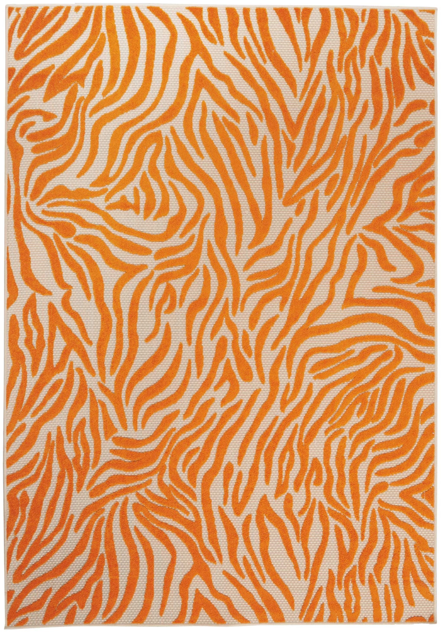 8’ x 11’ Orange Zebra Pattern Indoor Outdoor Area Rug