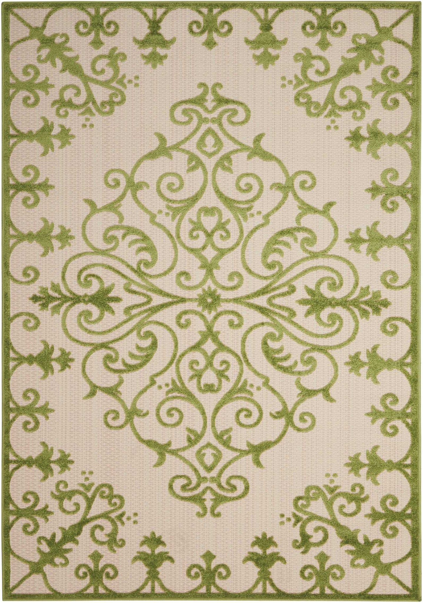 8’ x 11’ Green Medallion Indoor Outdoor Area Rug