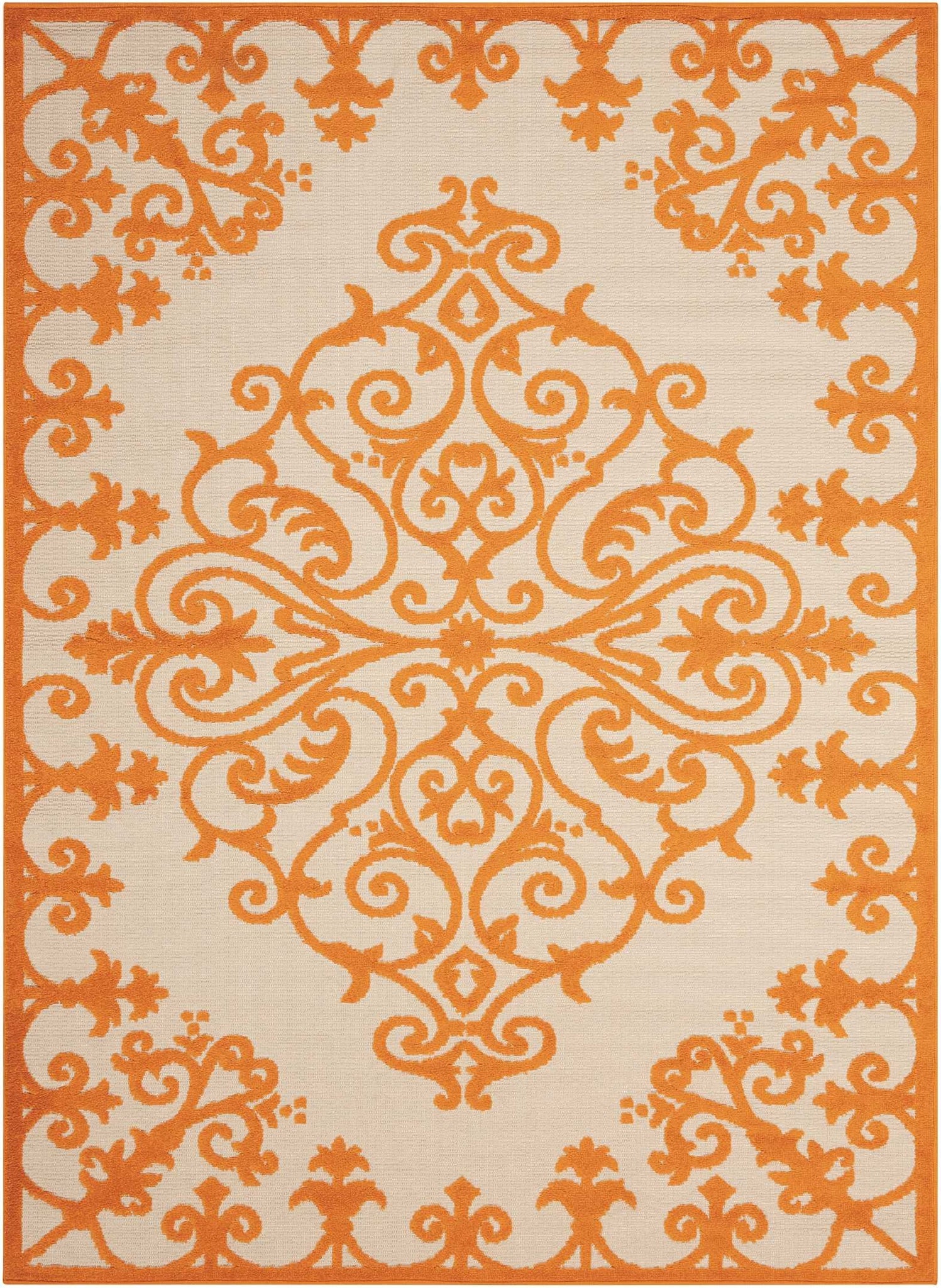 5’ x 8’ Orange Medallion Indoor Outdoor Area Rug