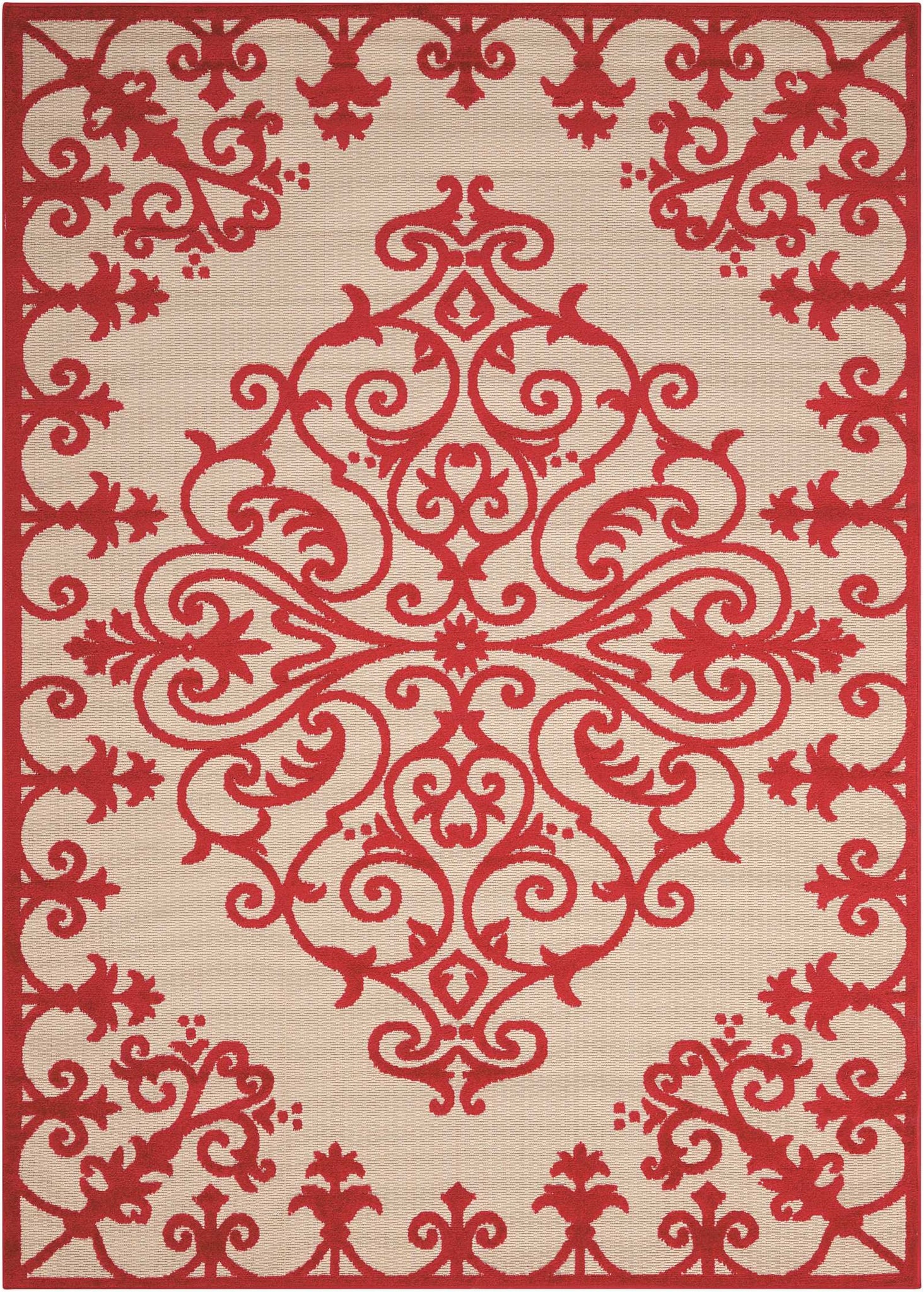 5’ x 8’ Red Medallion Indoor Outdoor Area Rug